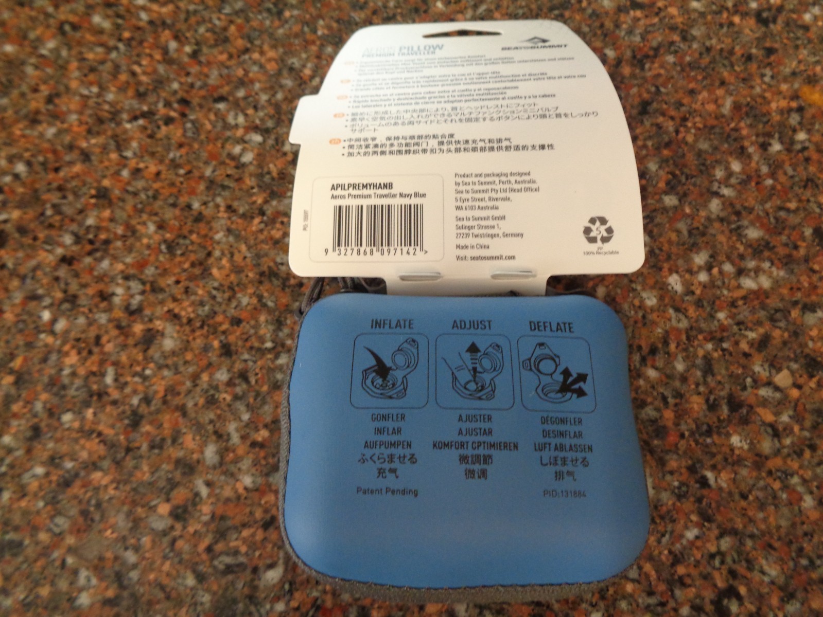 Sea to Summit Aeros Premium Traveller Pillow Navy Blue Inflatable Brand New