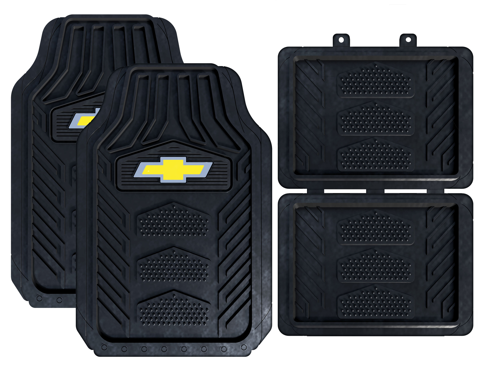 Chevy Bowtie Logo Heavy Duty Truck SUV Car All Weather Rubber 4pc Floor Mats Set