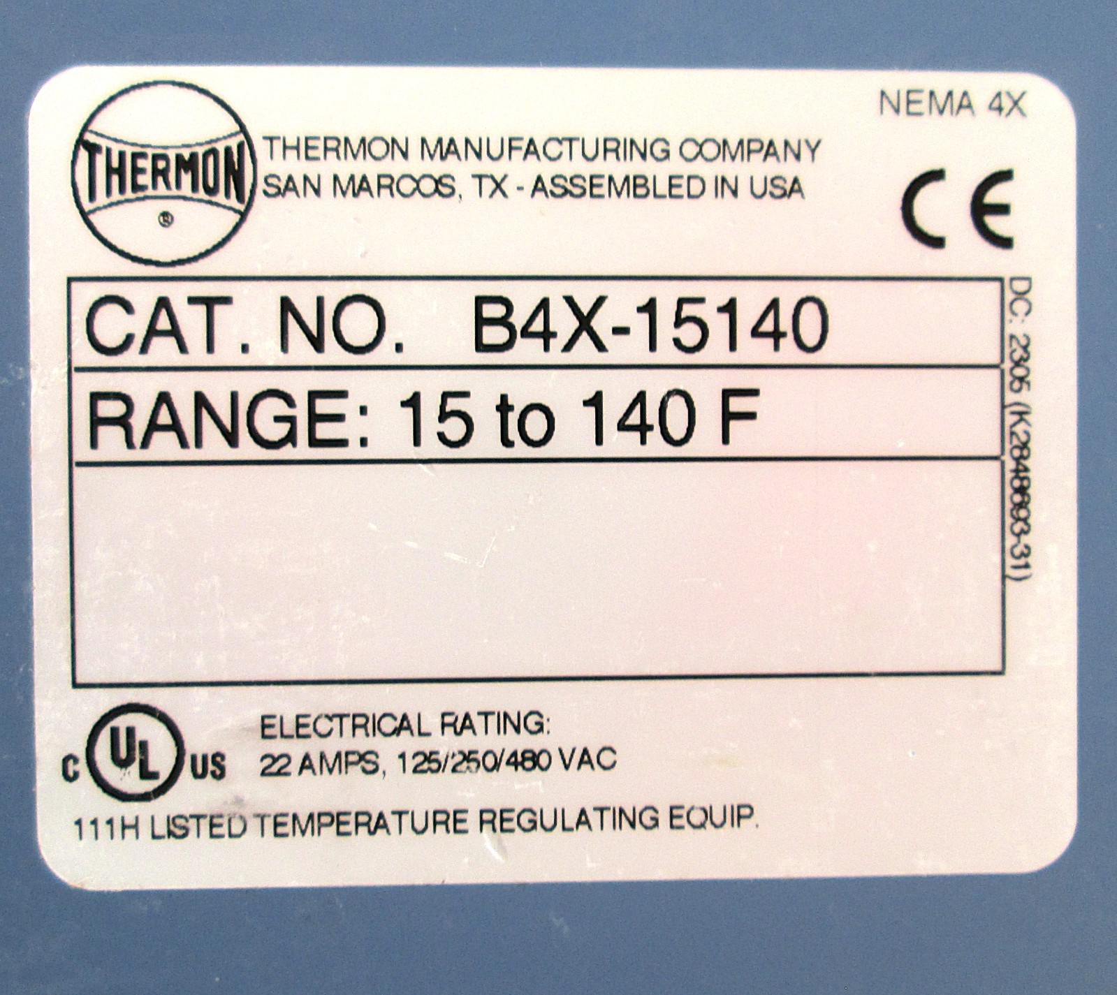 THERMON, B4X-15140, RANGE 15-140 F, 2-1/2" PROBE, COPPER WIRE ONLY, SURPLUS
