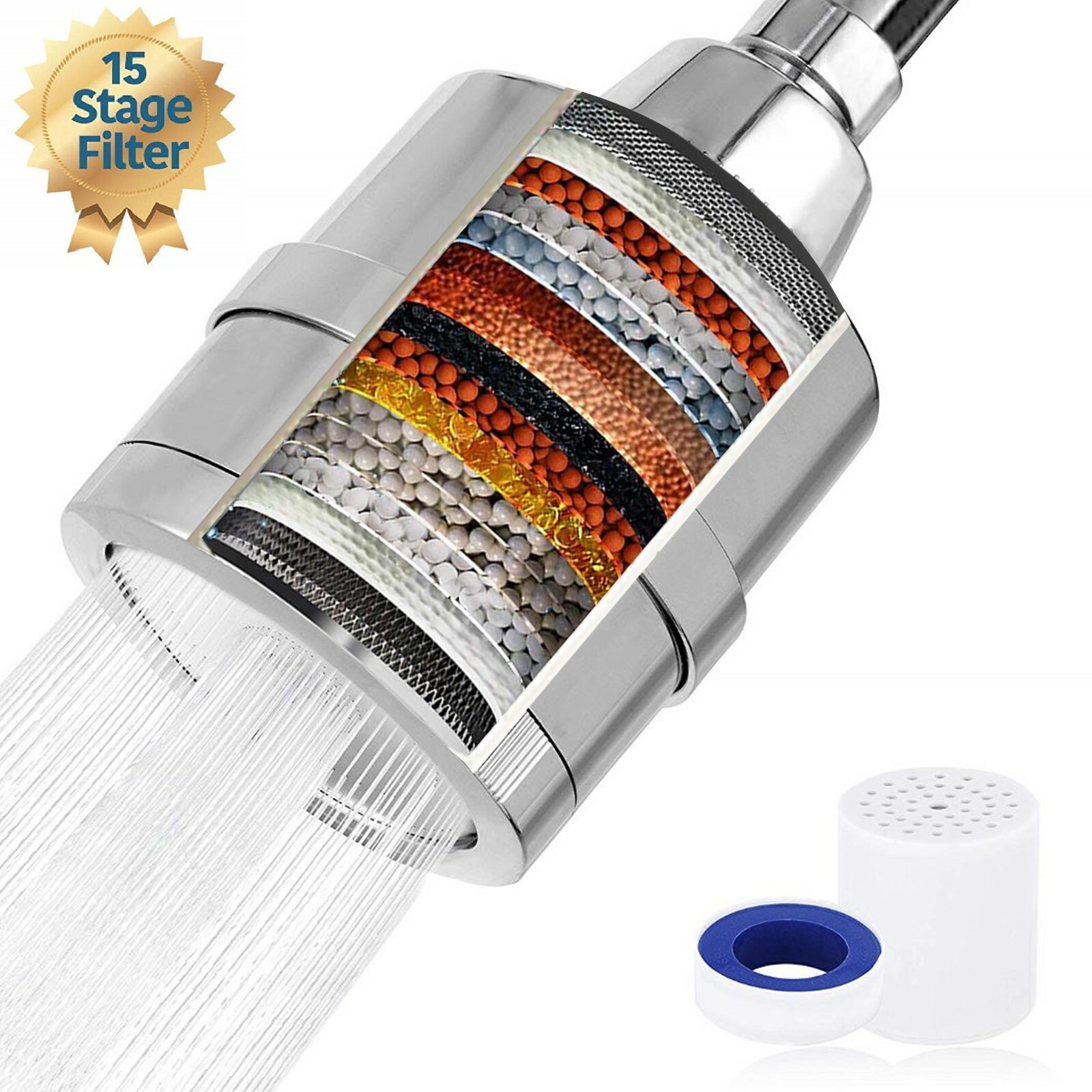 🔥2-in-1🔥Shower Head Showerhead 15 Stage Filter Chlorine Hard Water Softener 🔥