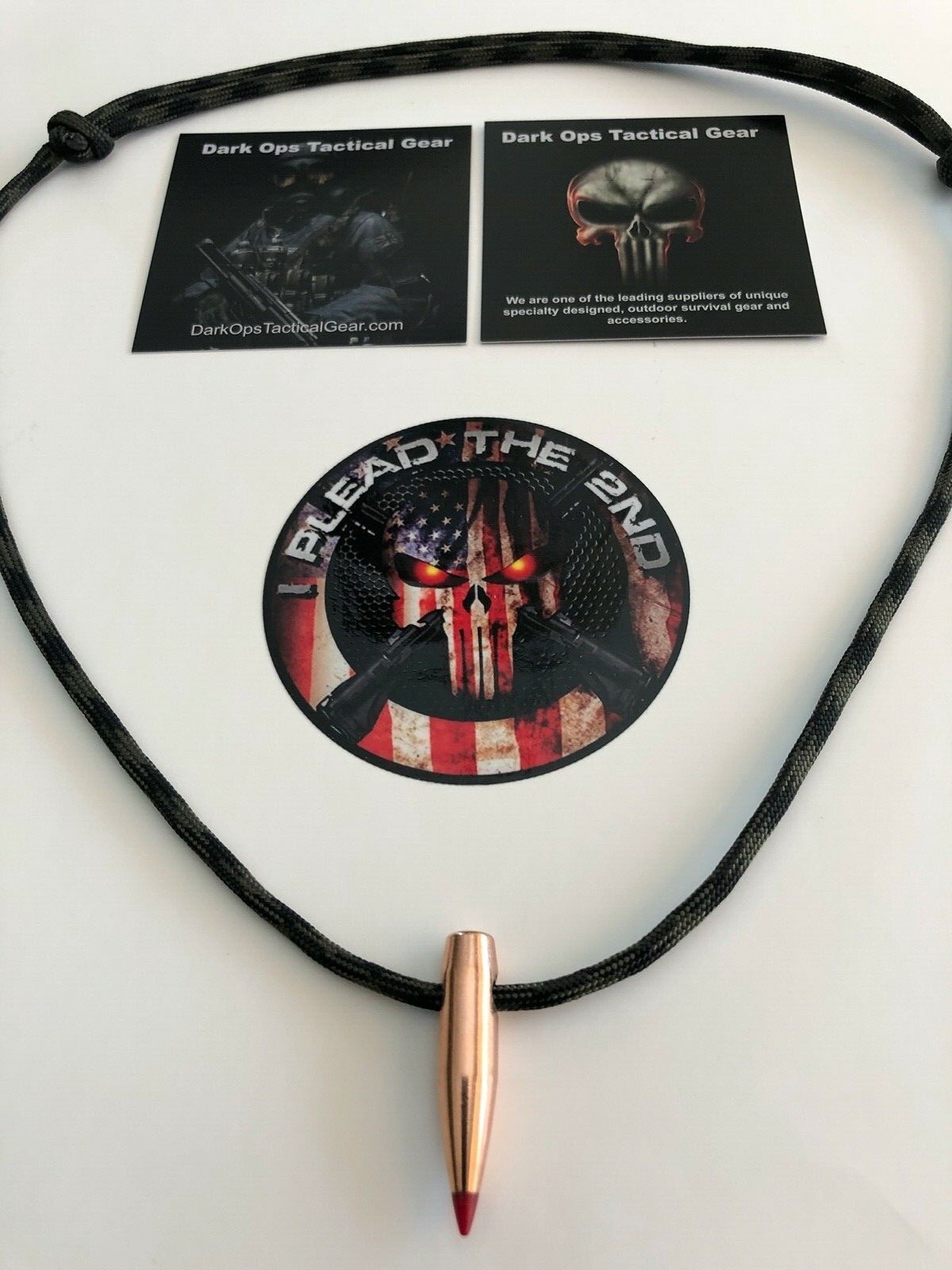 1 HOG TOOTH Paracord Necklace + 1 Decal ...(.30 Cal  Red Tip)  ...Wood Camo