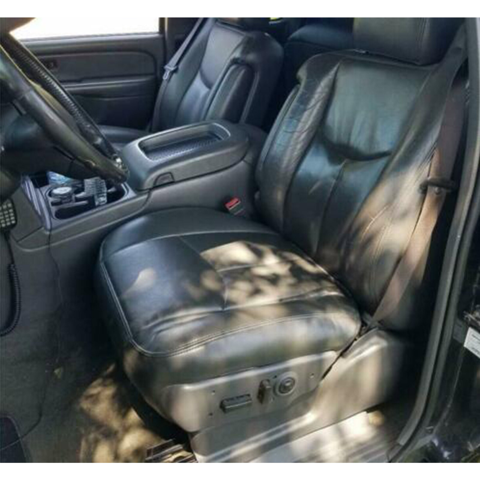 For 2003-2006 Chevy Silverado Leather Front Seat Cover Dark Gray Bottom / Top