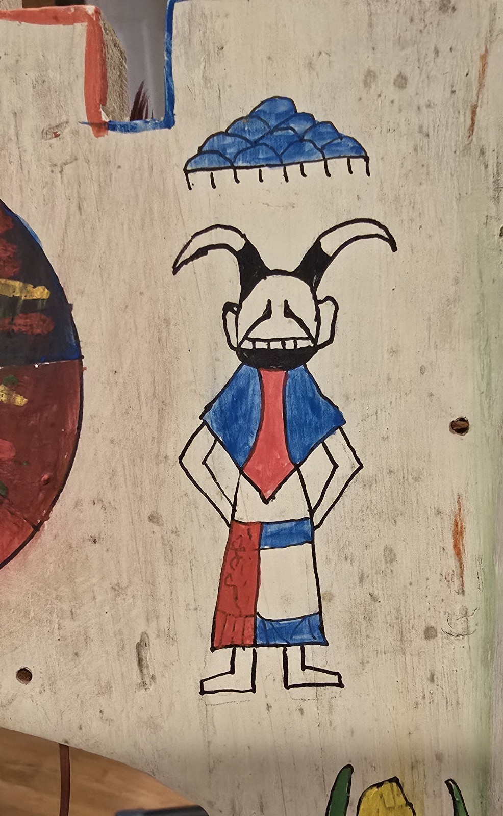 HOPI HEADDRESS TABLITA ORIGINAL PAINT WOOD LEATHER FEATHER SW ART EARLY CARVING