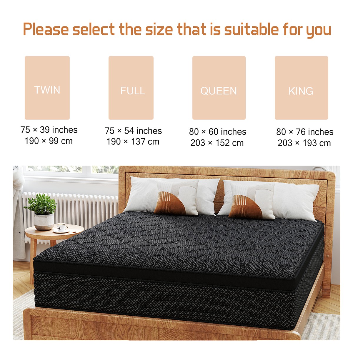 12" 14" Twin Full Queen King Mattress Gel Memory Foam Hybrid Spring Bed In a Box