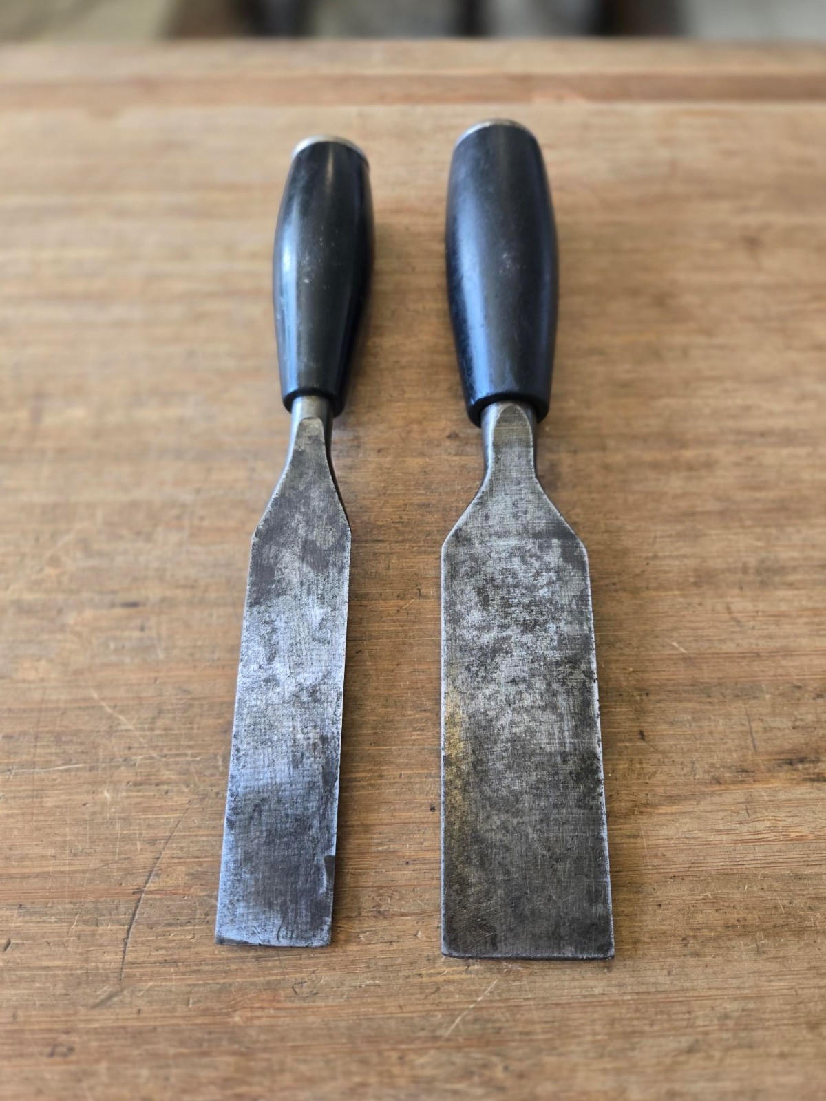 Vintage Stanley Everlasting No.40 Wood Chisel lot x2 -1 inch & 1 1/2 inch