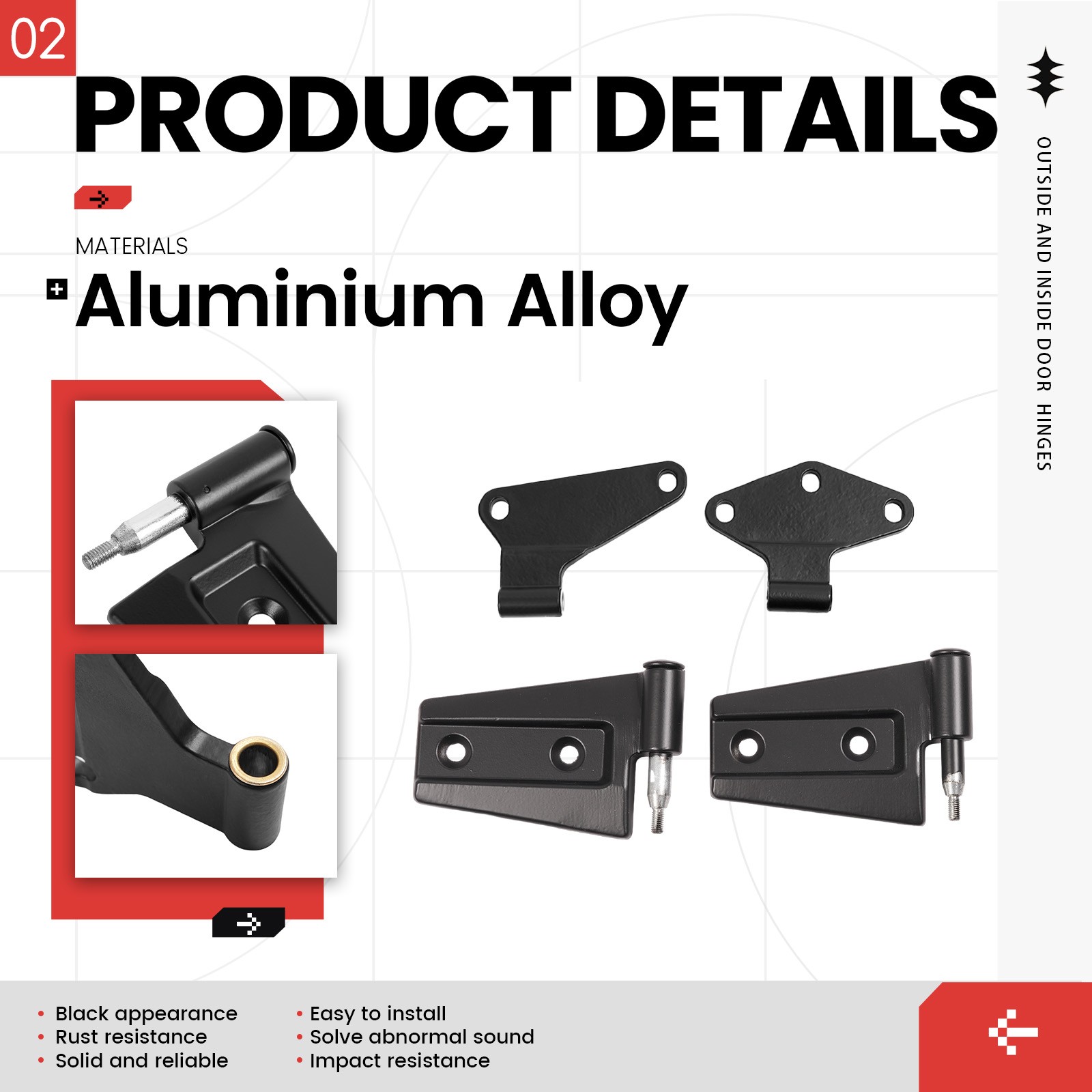 Fits 2007-2018 Jeep Wrangler JK Body Door Hinge Replacement Set Screw-On 16pcs