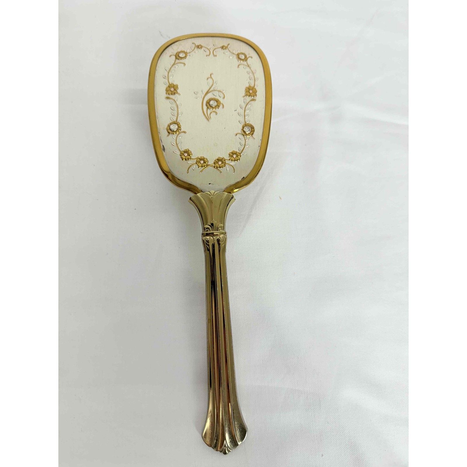 Vintage Gold Floral Pattern Vanity Set With Hand Mirror And Brush