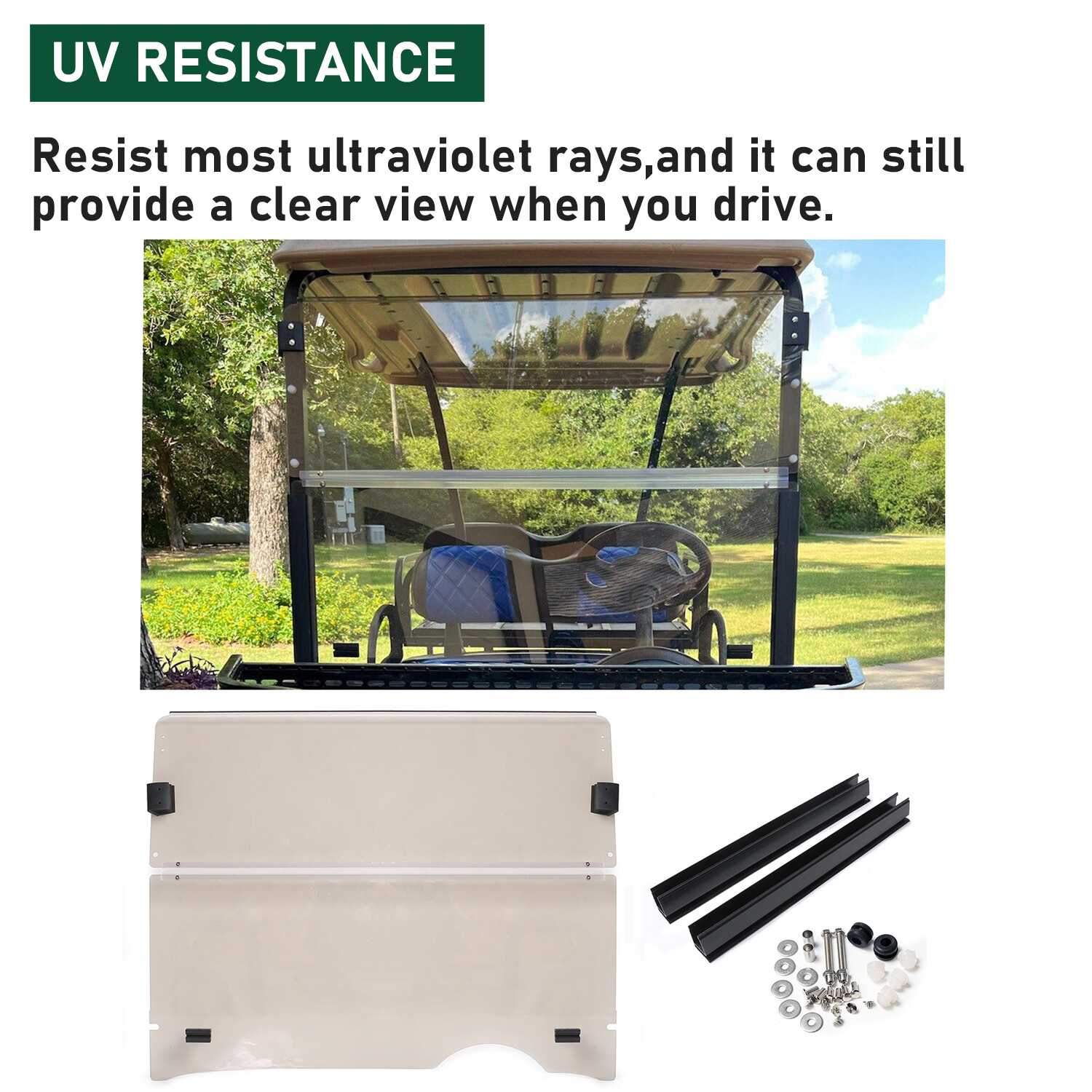 For EZGO RXV Tinted Windshield 2008-UP Folding Style *New In Box Golf Cart Part*