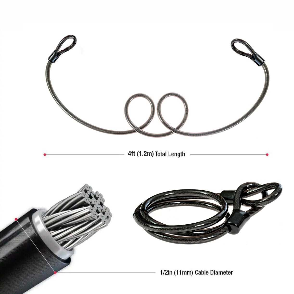 POLICE Bike U Lock With Cable Heavy Duty Bike Lock Scooter Lock with Keys