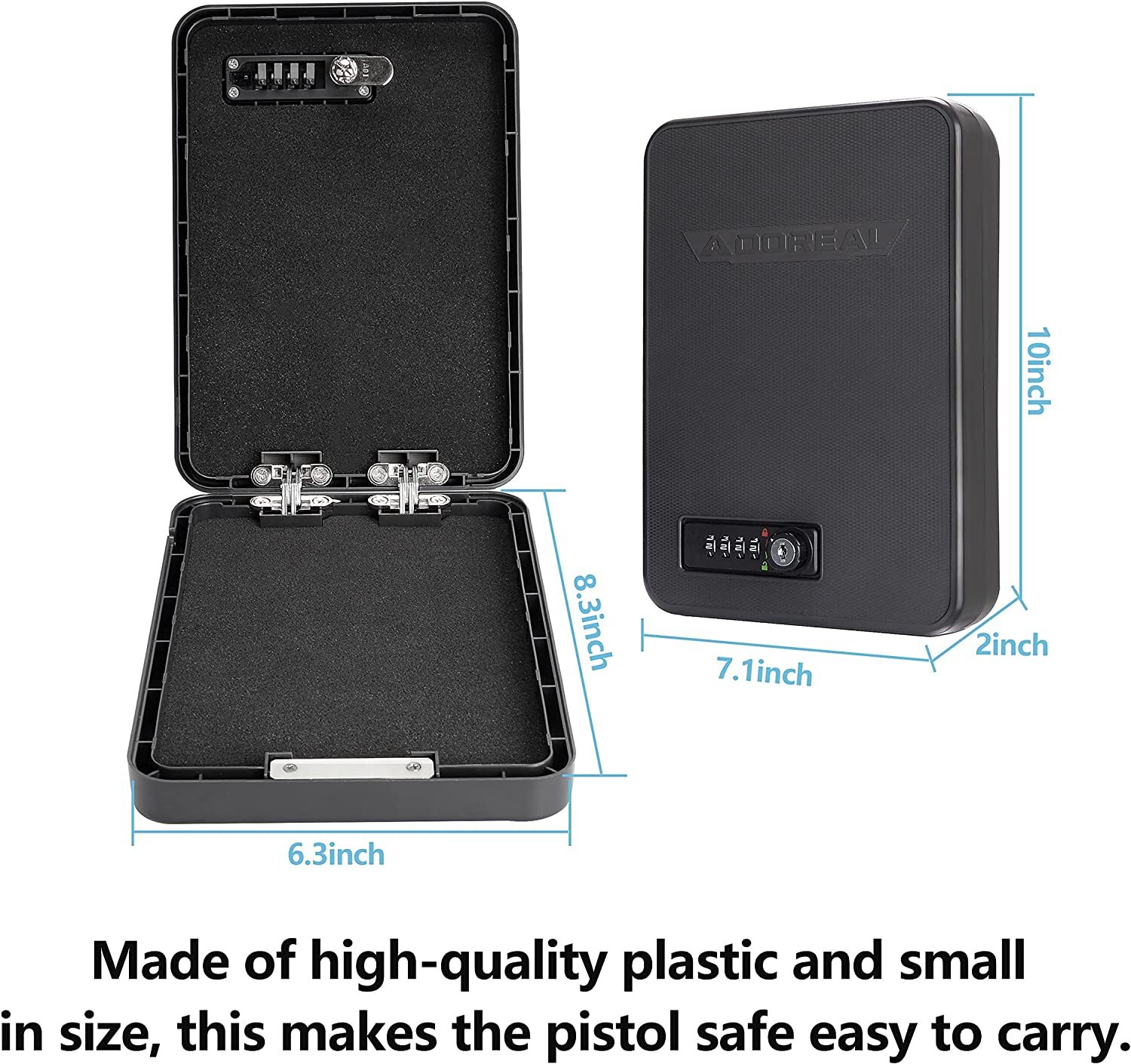 Gun Safes for Pistols, Small Pistol Safe Portable Safe Plastic Car Travel Safe