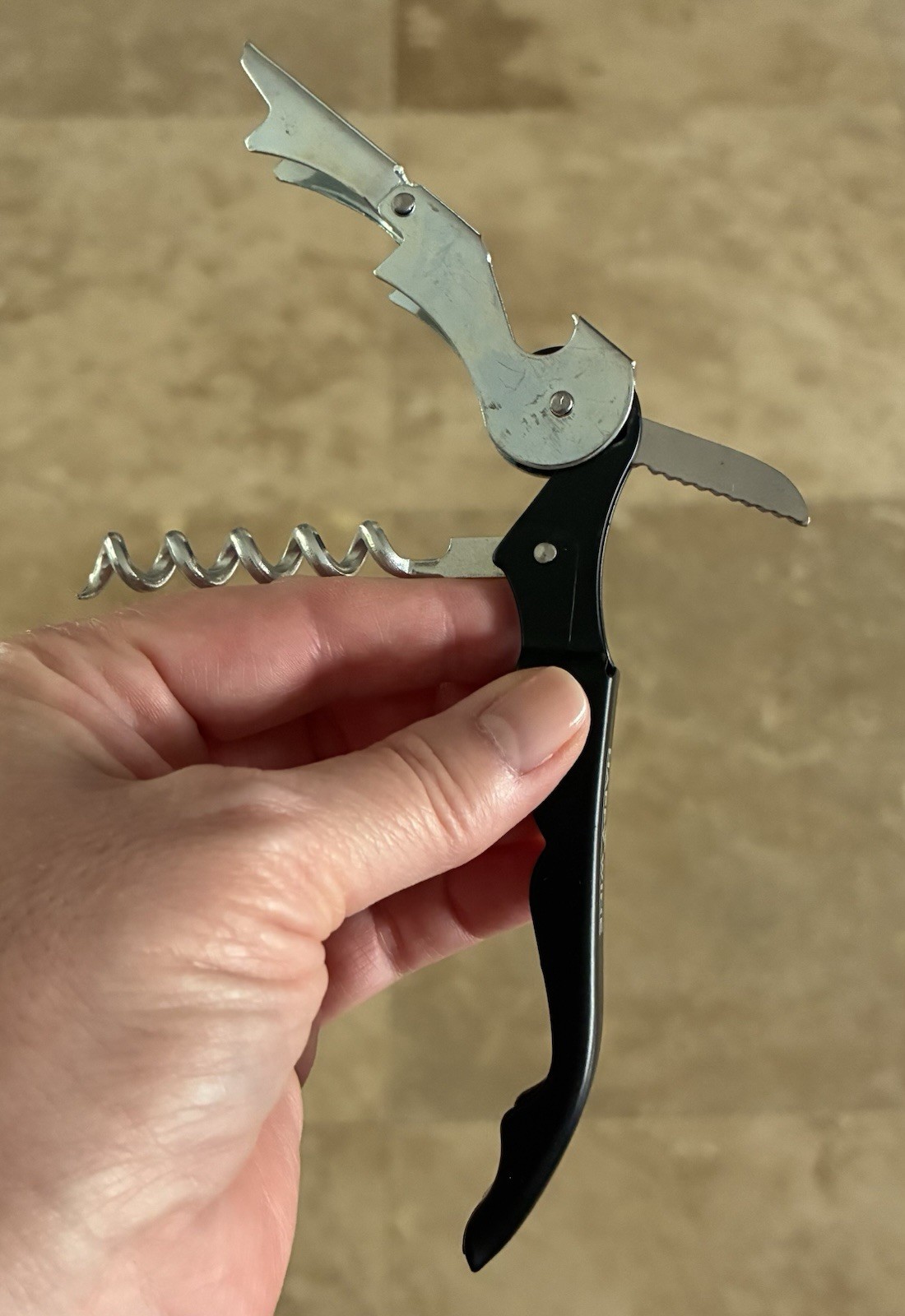 NEW “Happy Wine” Black Wine Key Corkscrew Opener