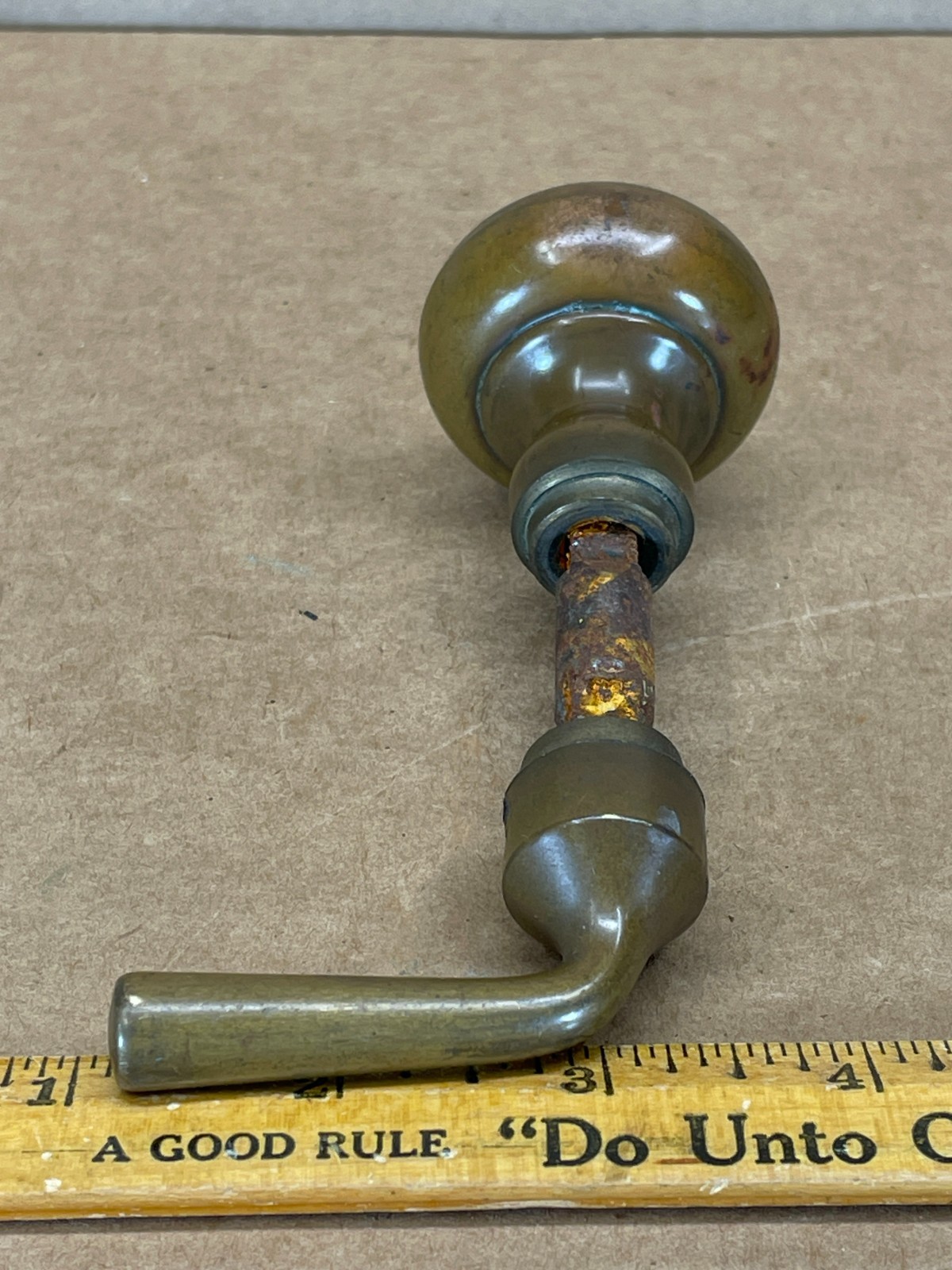 Antique Vintage Brass Screen Door Knob Pull Lever Handle Spindle Salvage