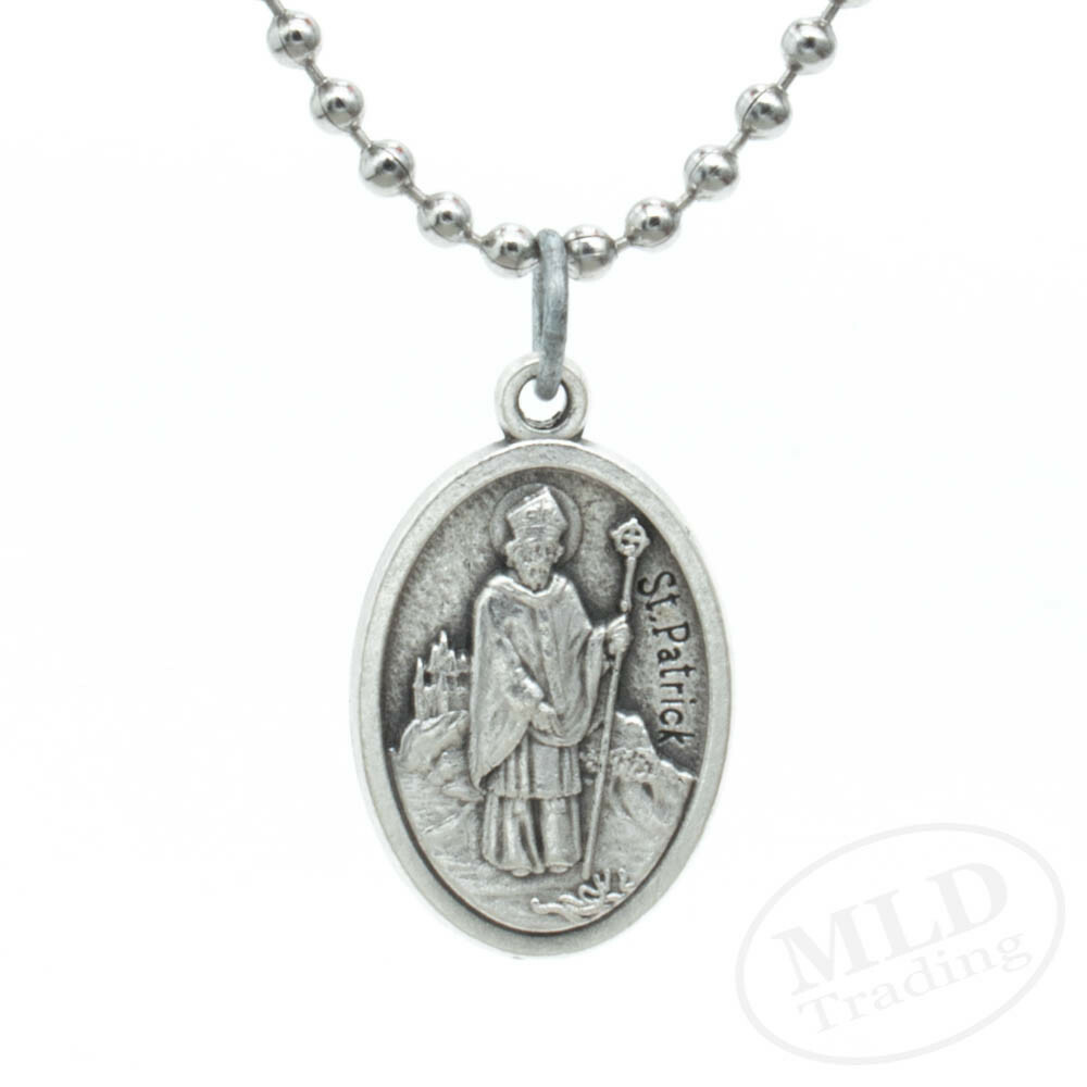Patron Saint Of Ireland St Patrick Pray For Us Medal Pendant Necklace Italy
