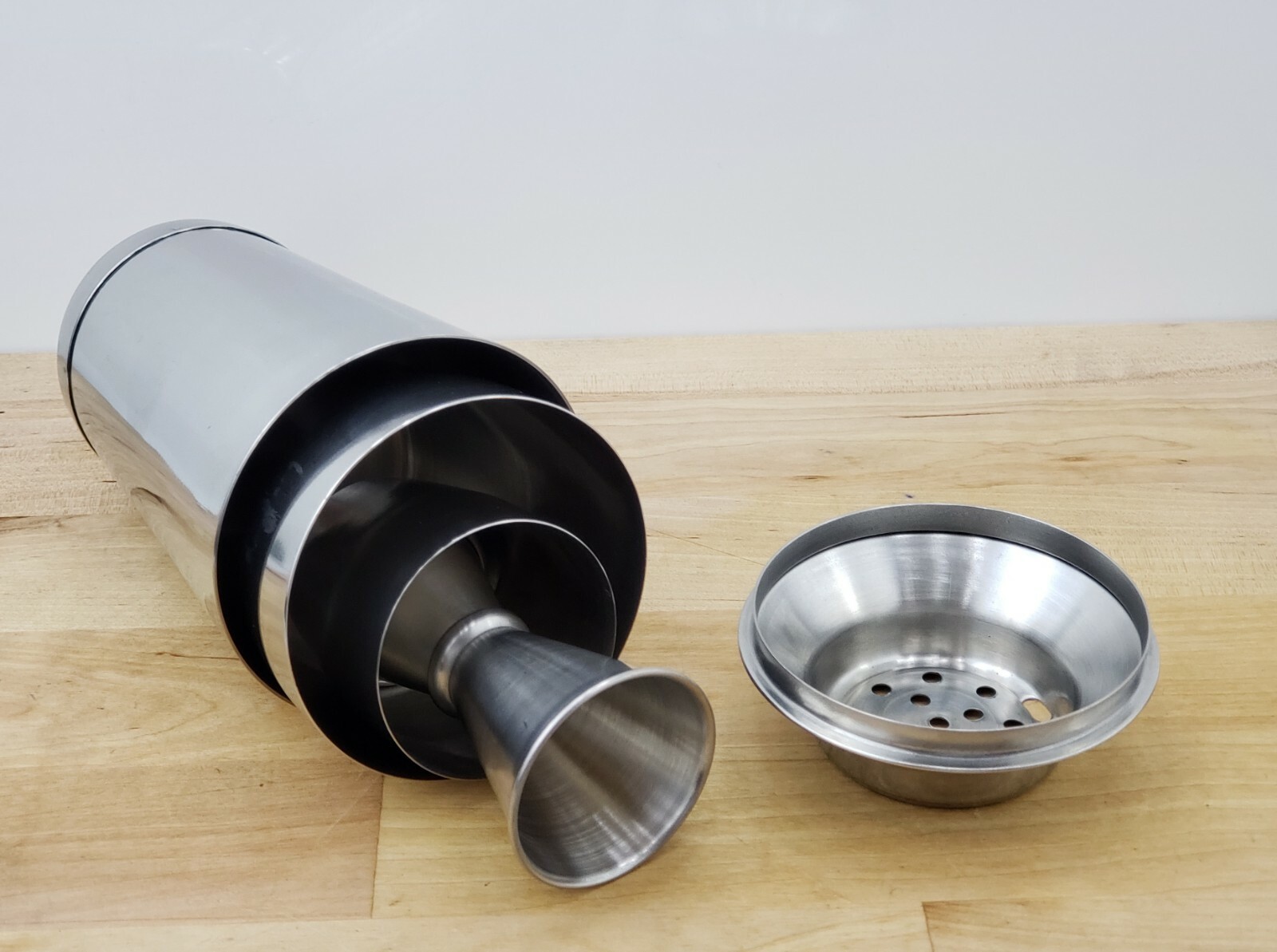 5 Piece Cheater Tin BAR COCKTAIL SHAKER & JIGGER Stainless Steel Mini Mixing Set