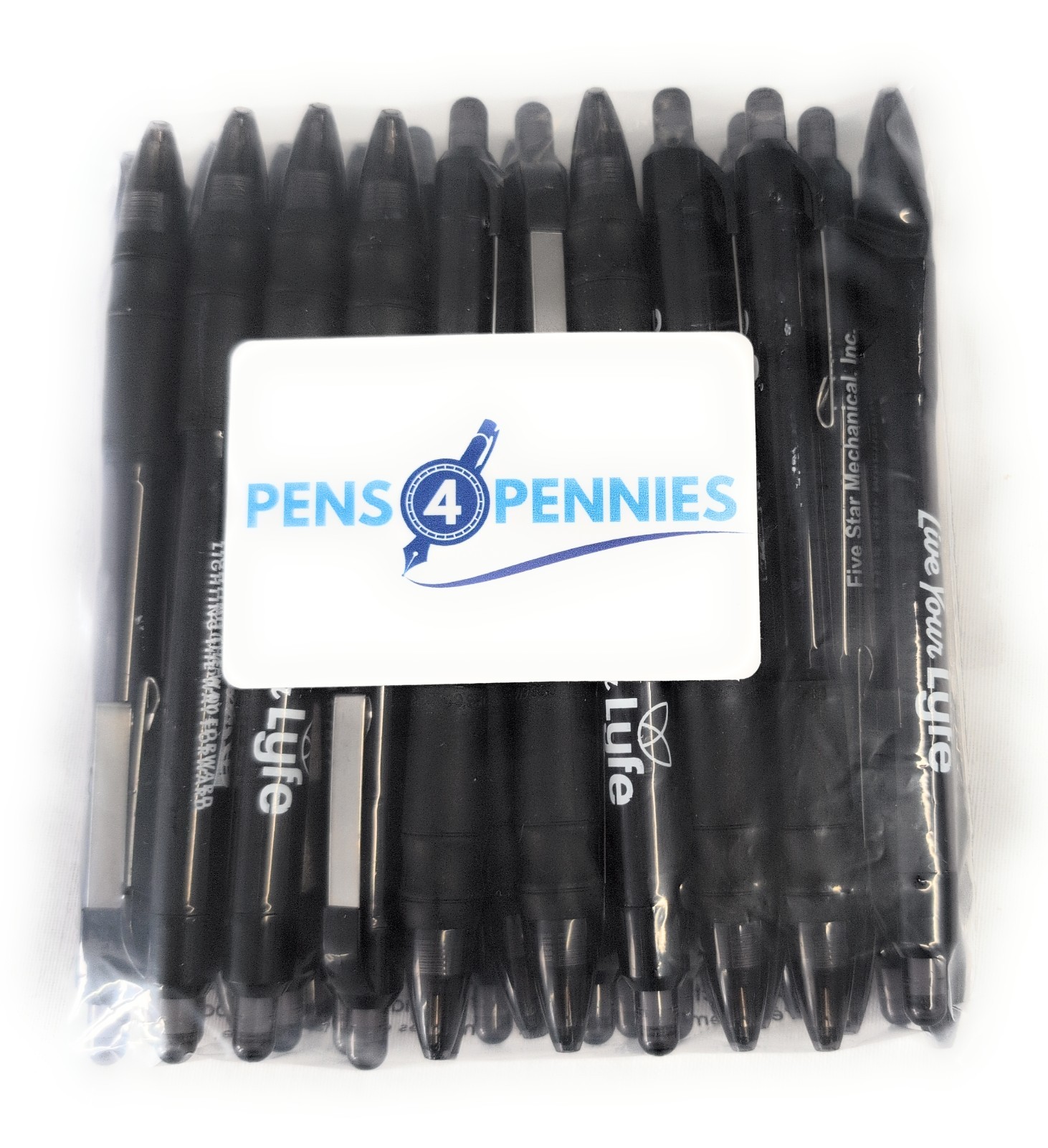 30ct Lot Misprint Click Pens MAXGLIDE Hub Pen: BLACK Barrel Thick Rubber Grip