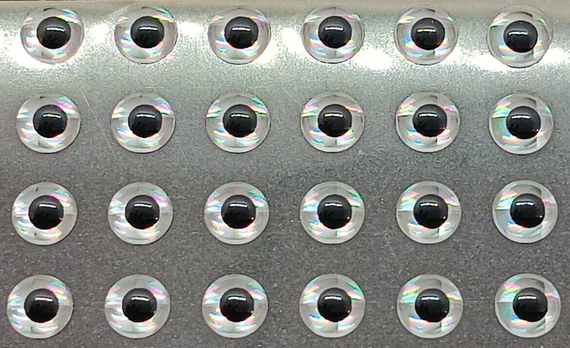 168pcs, Soft Holographic SILVER 3d adhesive fish eyes 4mm, Fly Tying, Arts,Craft