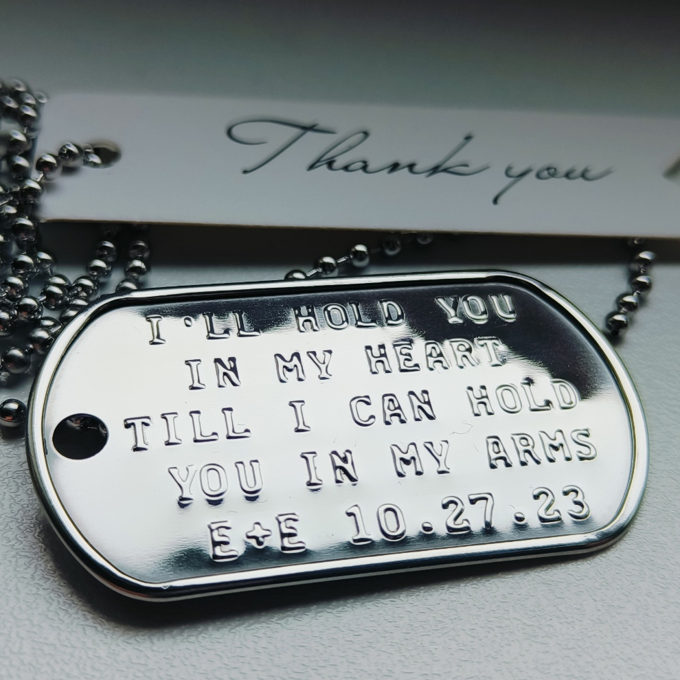 Personalized Dog Tags, Stainless Steel Men's Necklace, Military ID Tags, Pendant
