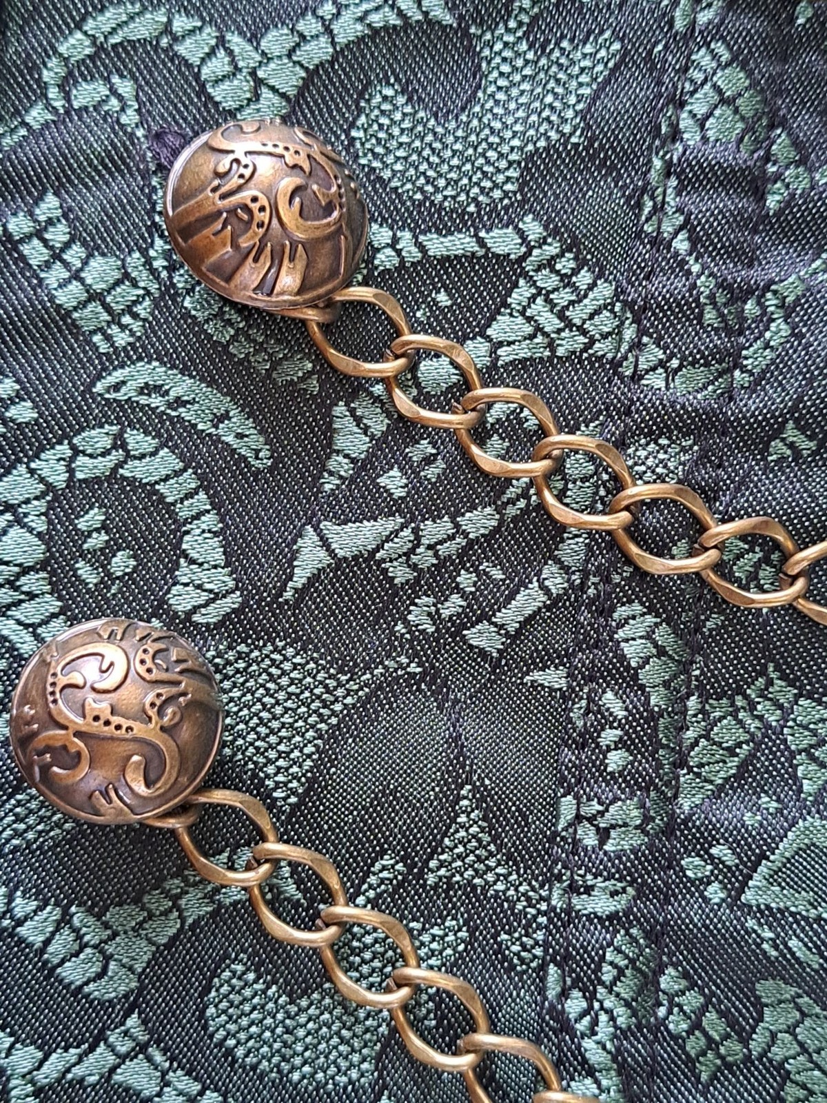 Charmain Corset Women Steampunk Green Brocade Chains Gothic 2XL Renaissance