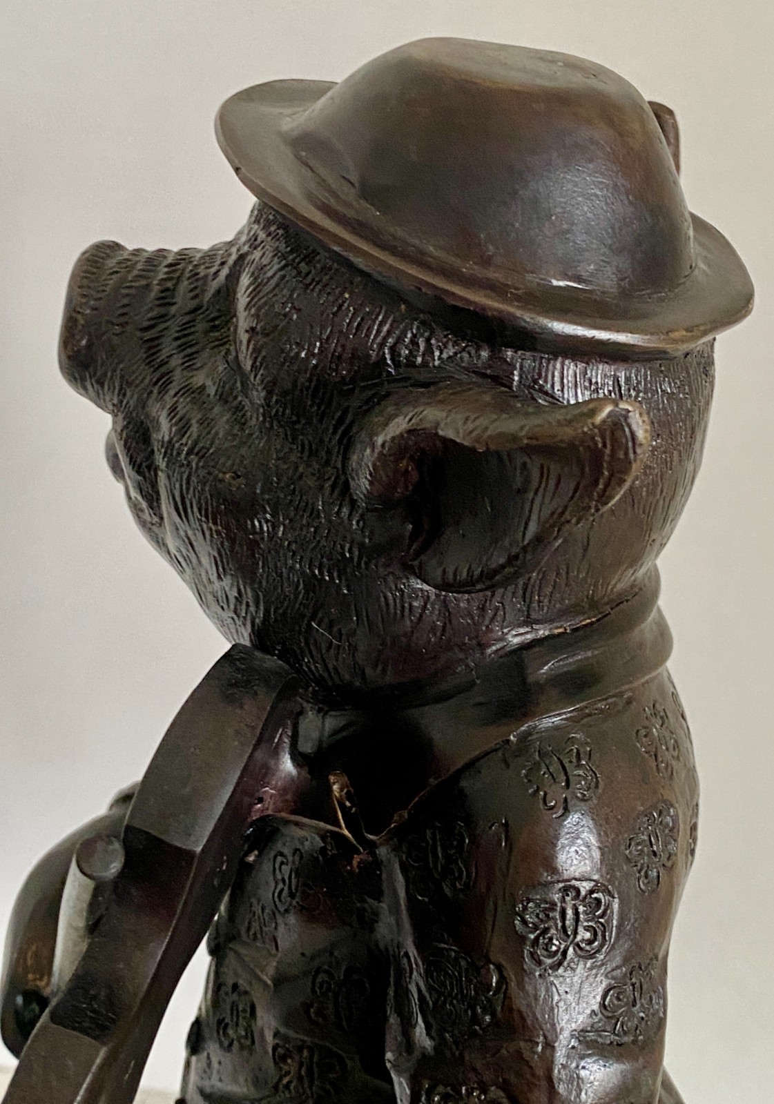 Vtg 16" Bronze Anthropomorphic Pig Sculpture Playing Violin Maitland Smith MCM