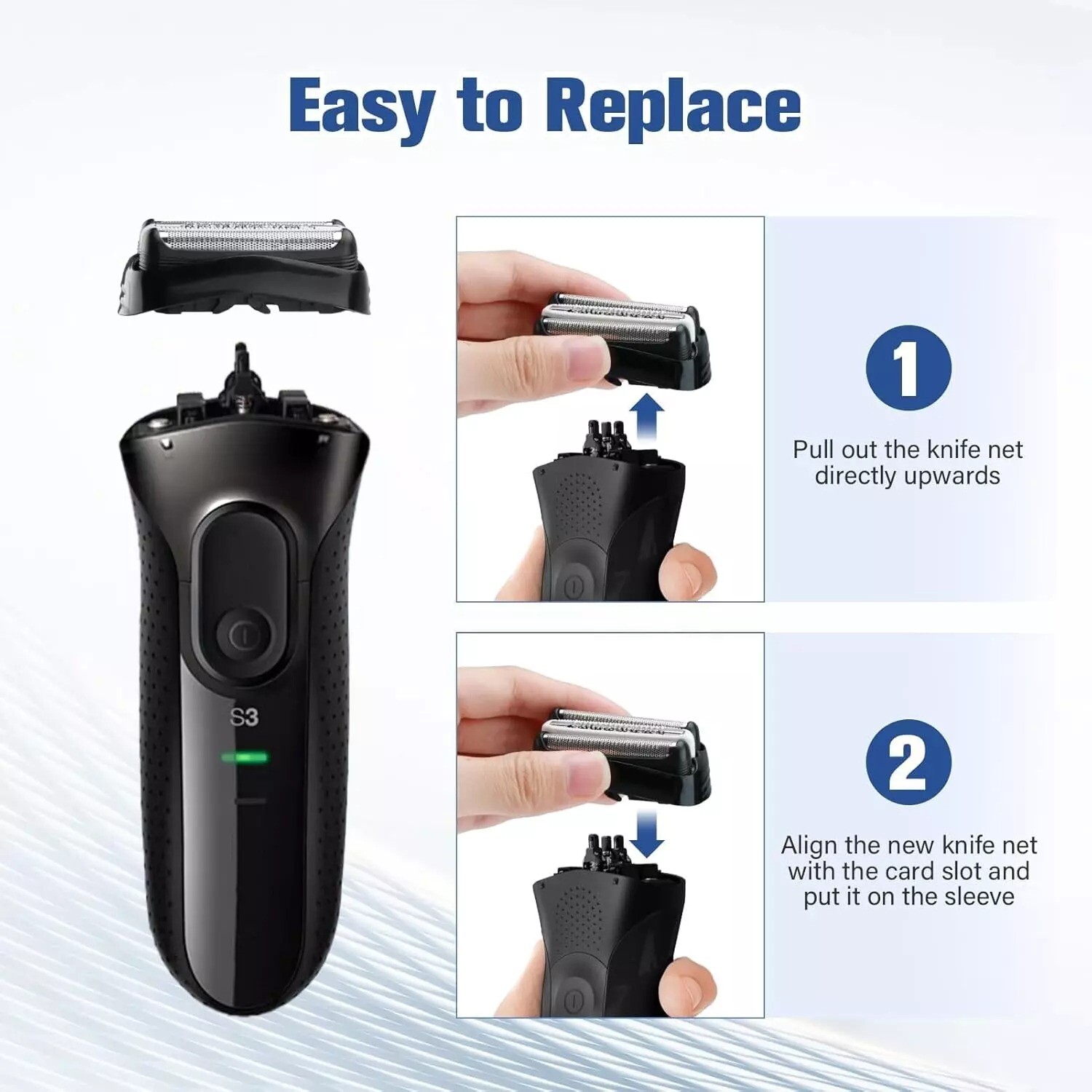 2PACK For Braun Shaver Foil Head Part Cutter Razor Blade 3Series 32B Replacement