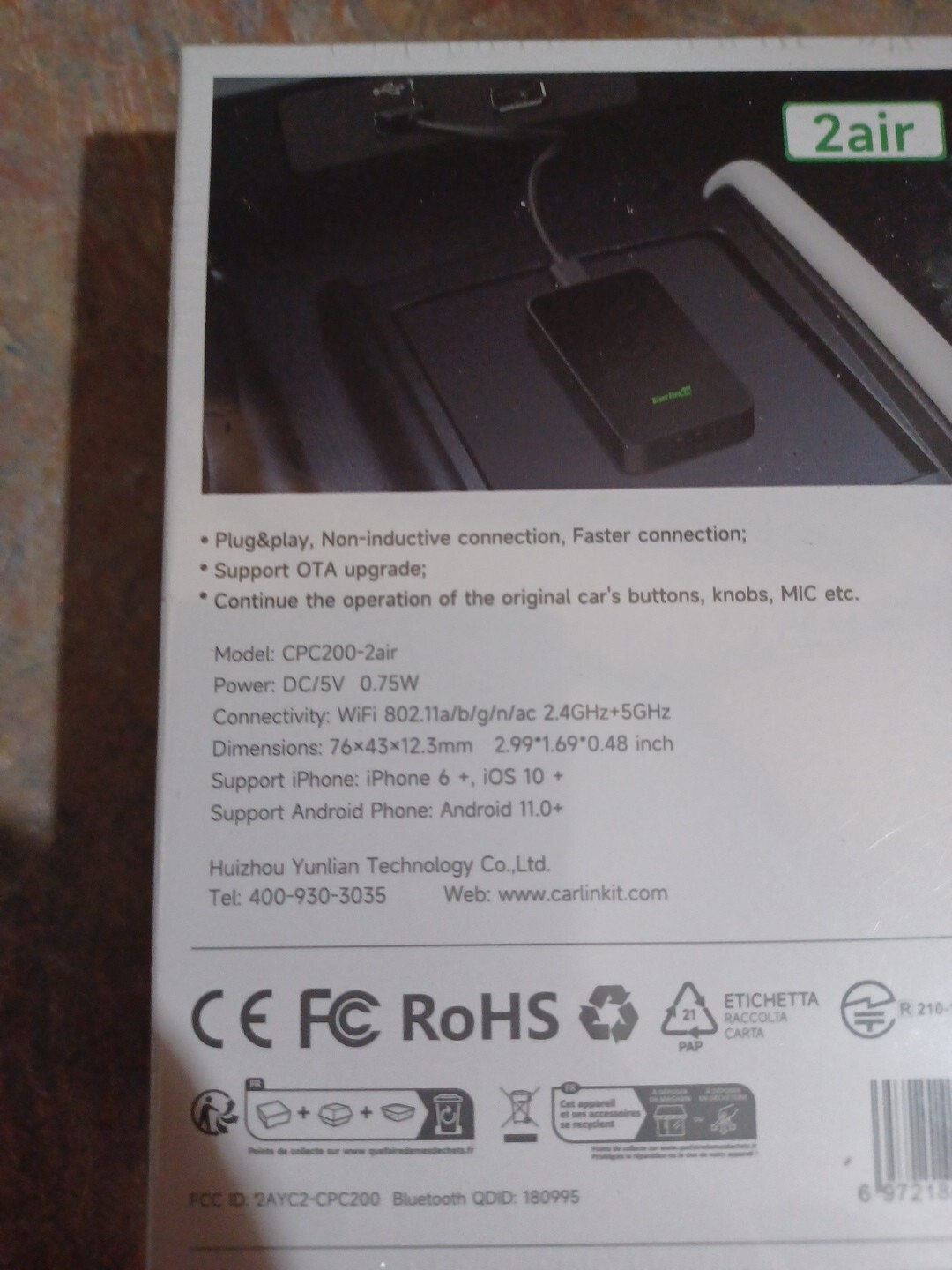 New CarlinKit 5.0 (2Air) Wireless Adapter Apple CarPlay Android Auto