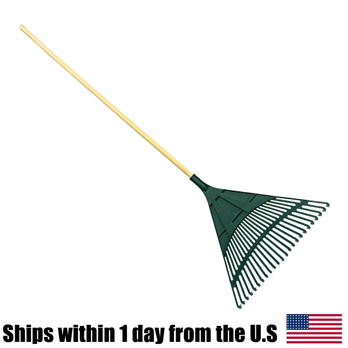 18PK Leaf Rake 24 Tines with Wood Handle