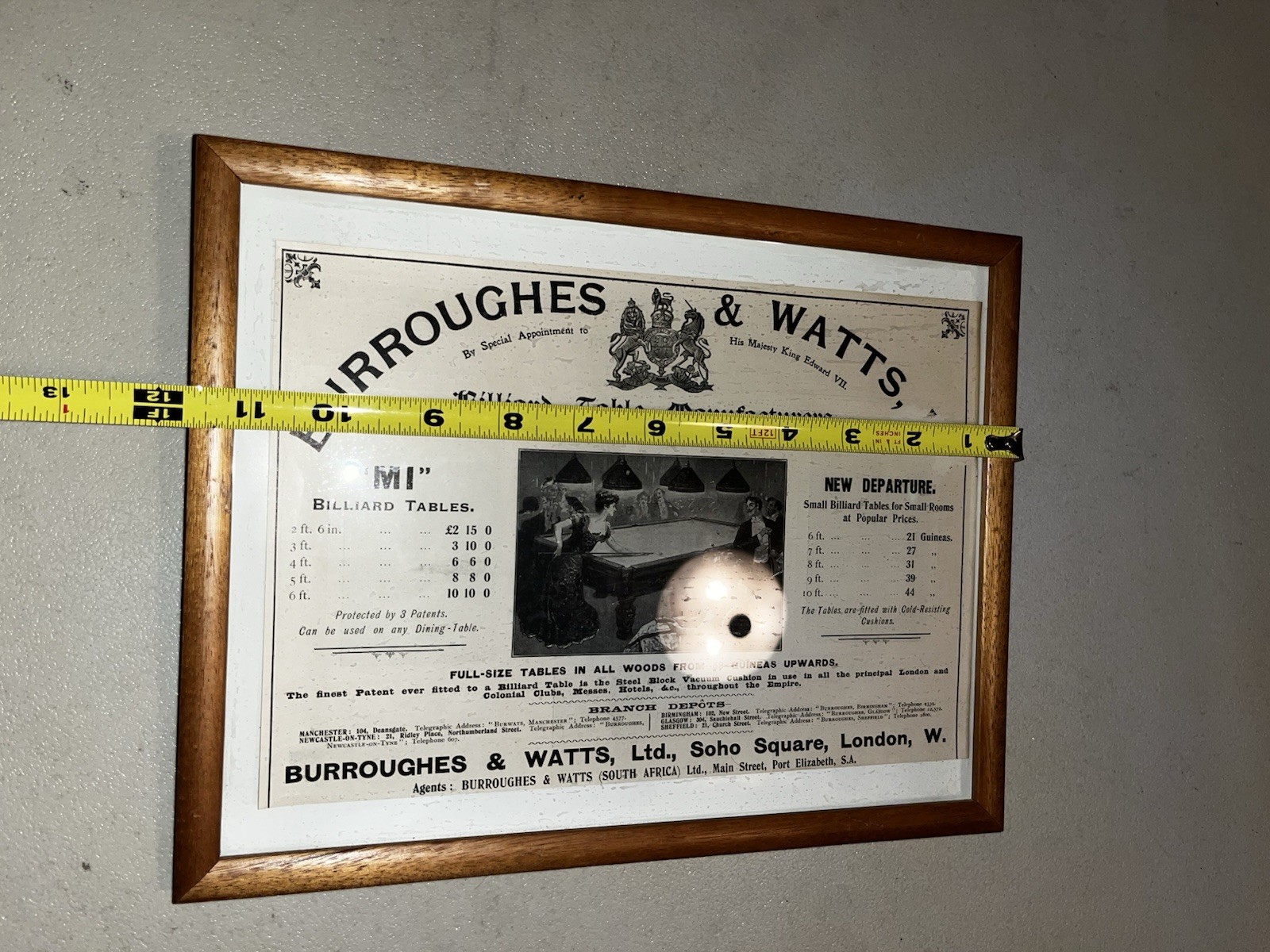 1902 OLD MAGAZINE PRINT AD, BURROWES BILLIARD AND POOL TABLES