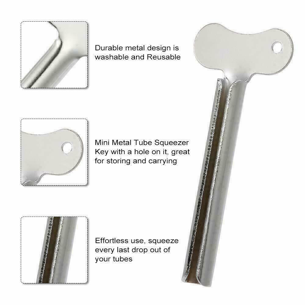 5PCS Stainless Steel Tube Toothpaste Squeezer Easy Key Dispenser Rolling HoldeZt