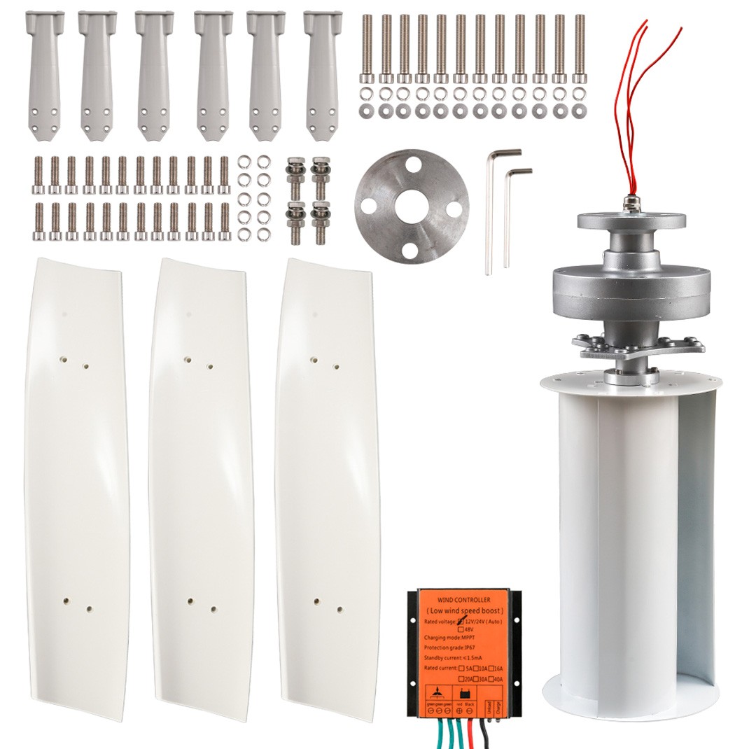 3000W Vertical Wind Turbine Generator Hybrid MPPT Controller 48V Windmill Motor