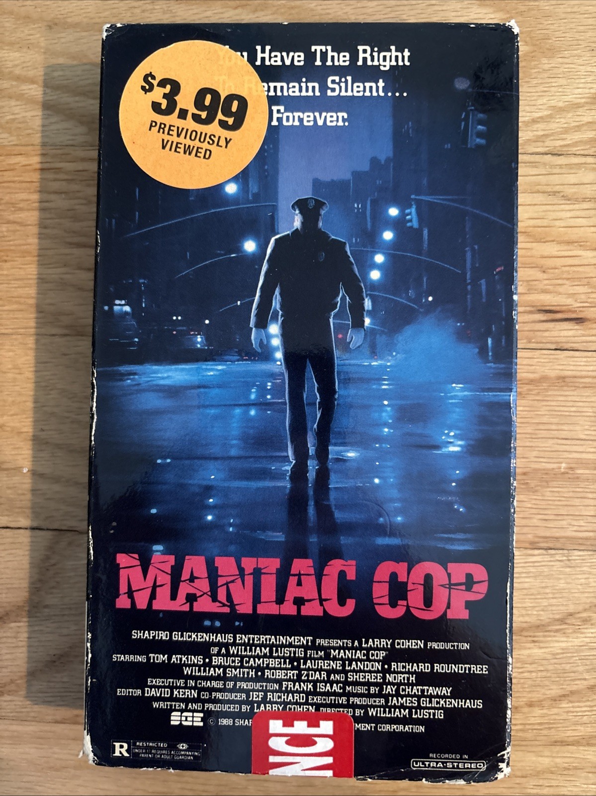 MANIAC COP (1988) VHS RARE Video Classics Bruce Campbell Robert Z’Dar Tom Atkins