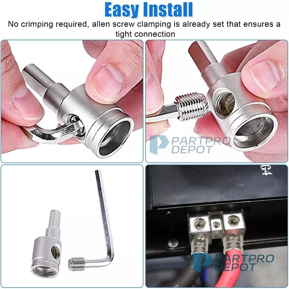 4X 4 Gauge to 8 Gauge Amp Input Reducer Wire Reducer Power/Ground Input Reduce