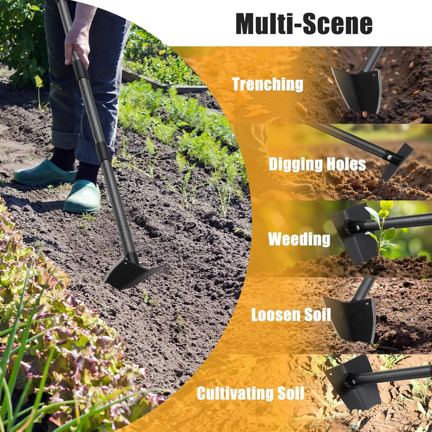 Hoe Garden Tool,Triangle Gardening Hoe with Sharp Blade for Digging,Weeding,Cutt