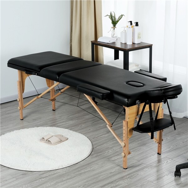 Portable Massage Table Height Adjustable Salon Spa Bed Lashing Table 3 Folding