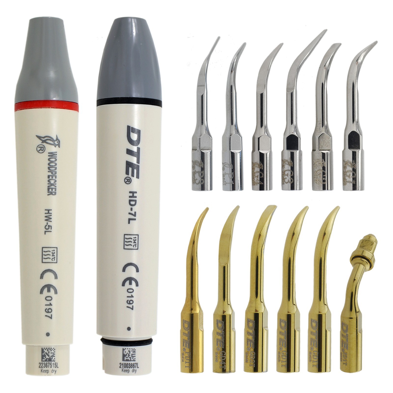 Woodpecker DTE Dental Ultrasonic Scaler Handpiece HW-5L HD-7L Piezo Tips G1 PD1