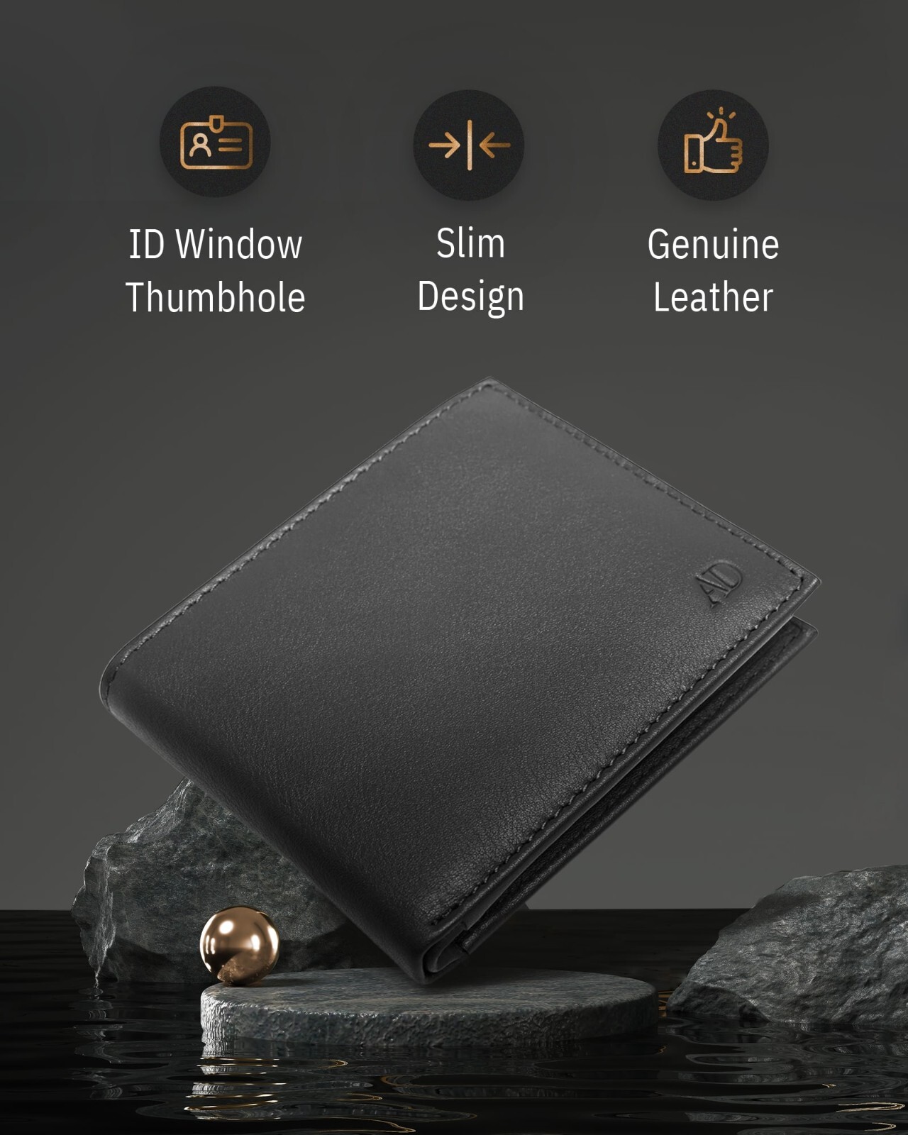 Genuine Leather Minimalist Bifold Wallets For Men RFID Blocking Slim Mens Wallet