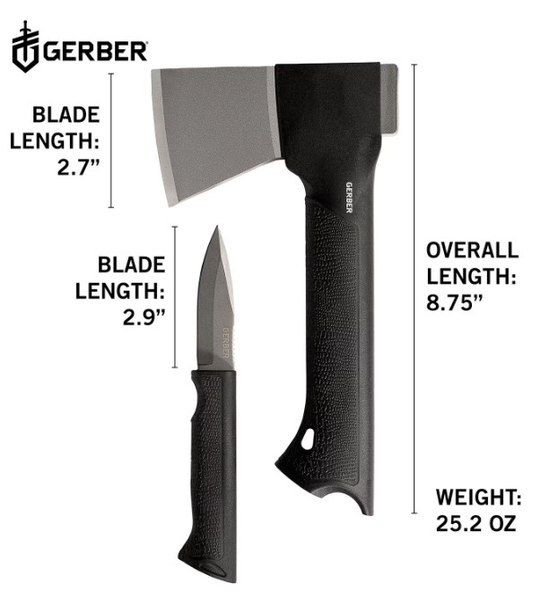 GERBER 3-IN-1 HATCHET KNIFE & SAW KIT CAMPING TOOL WITH SHEATH BRAND NEW!
