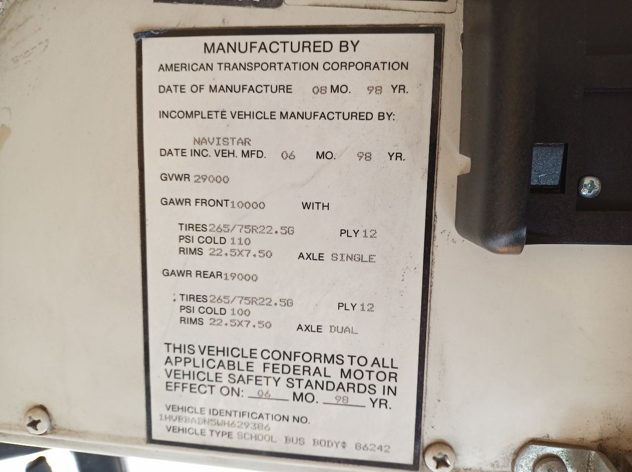 1998 International T444E Garret Turbo charger (12736521