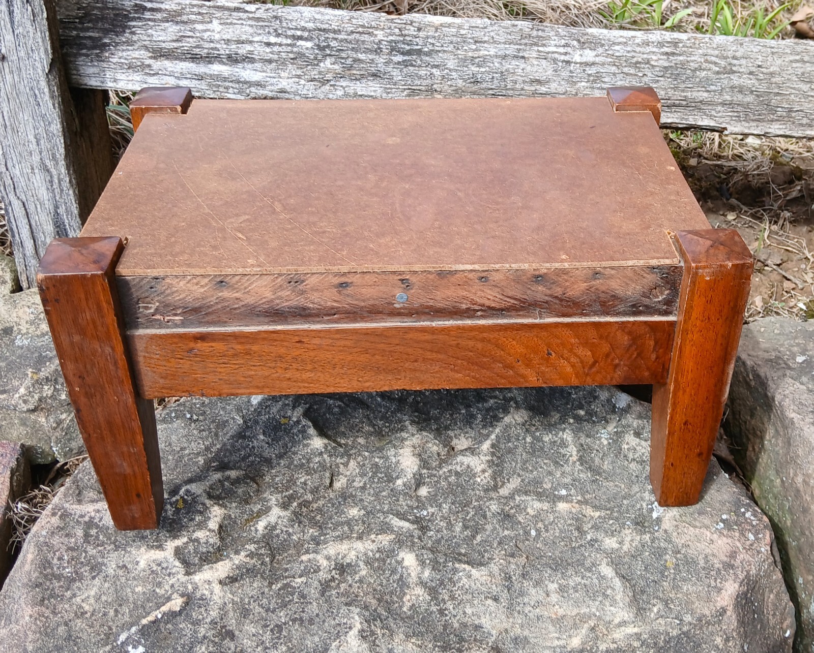 Antique Walnut Mission Style Arts & Crafts Style Foot Stool 1920