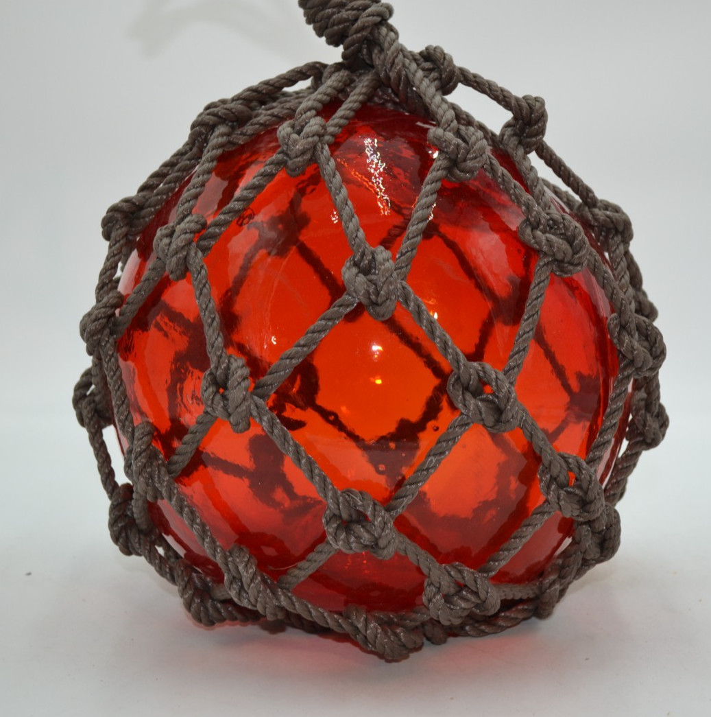 VINTAGE GLASS FISHING FLOAT IN RED AMBER
