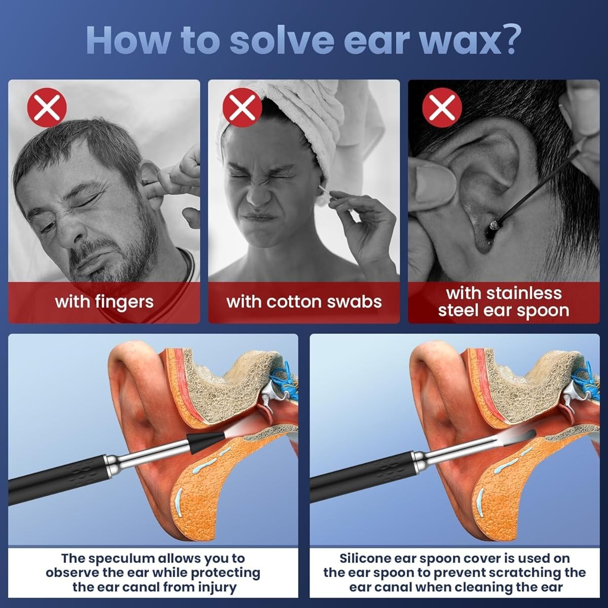 Ear Wax Removal 1080P Remover Cleaner with Camera Tool Otoscope Waterproof Gifts