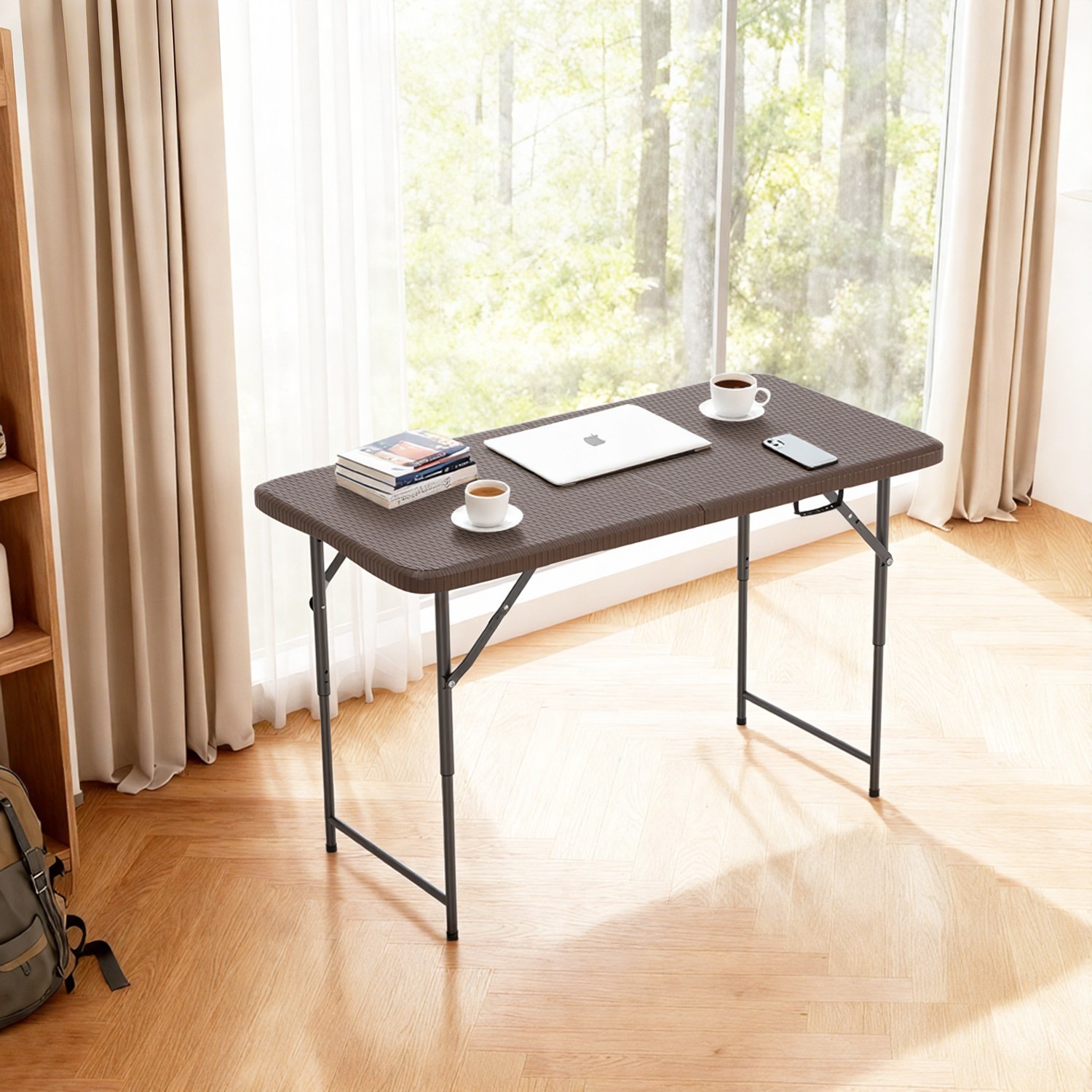 4FT Folding Table Half Portable Foldable Table Picnic Table for Office Home