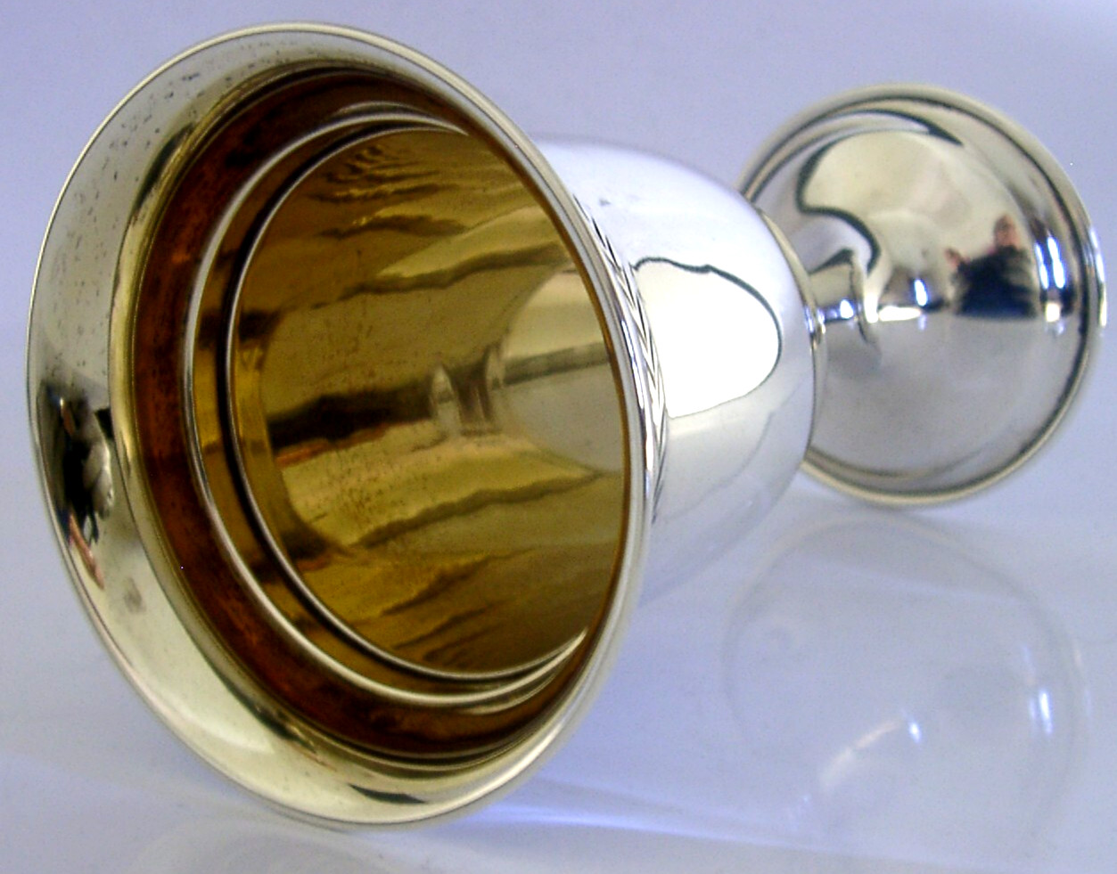 STYLISH MINT ENGLISH STERLING SILVER WINE GOBLET CHALICE CUP 1985 BARWARE