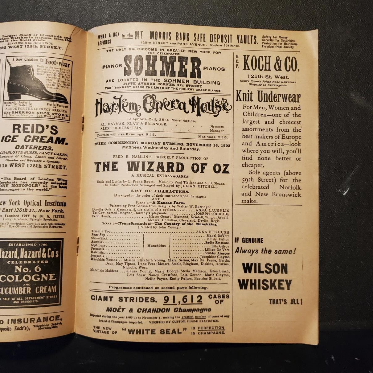 2243----1903 Wizard of Oz program Harlem Opera House NYC