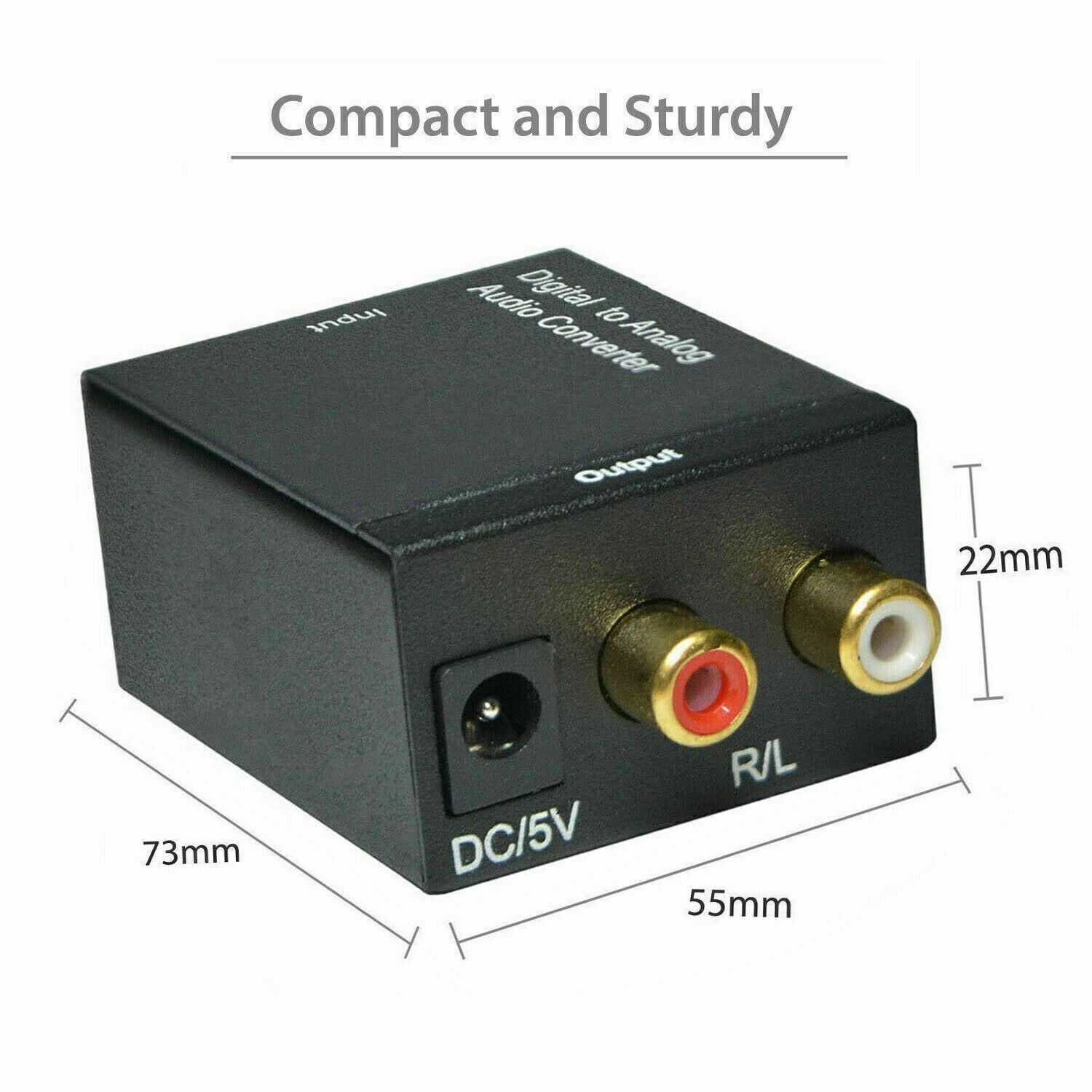 Digital Optical Coaxial to Analog RCA L/R Audio Converter Adapter w/ Fiber Cable