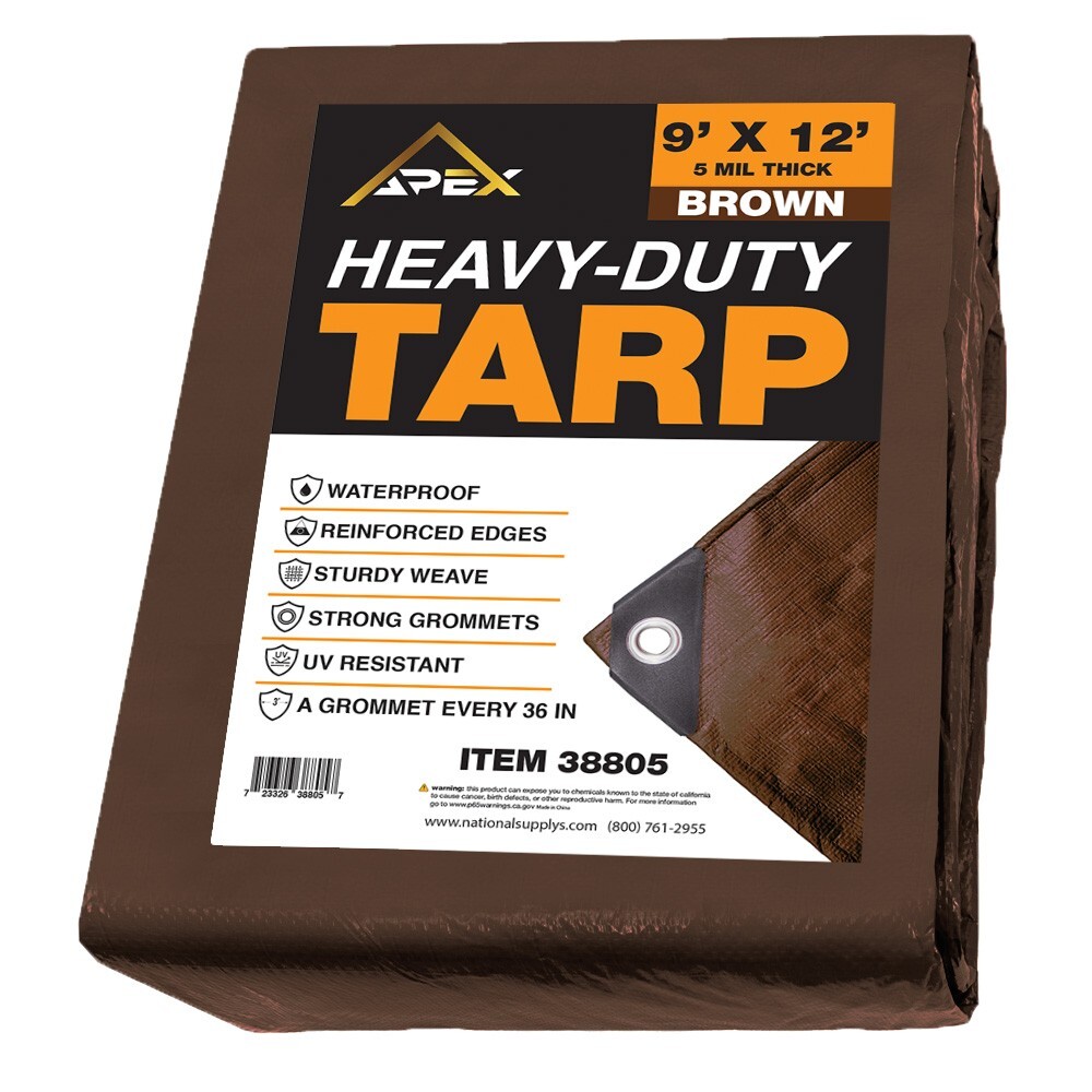 Heavy Brown Tarp - 5 MIL Multipurpose UV Resistant, Waterproof Protective Tarp -