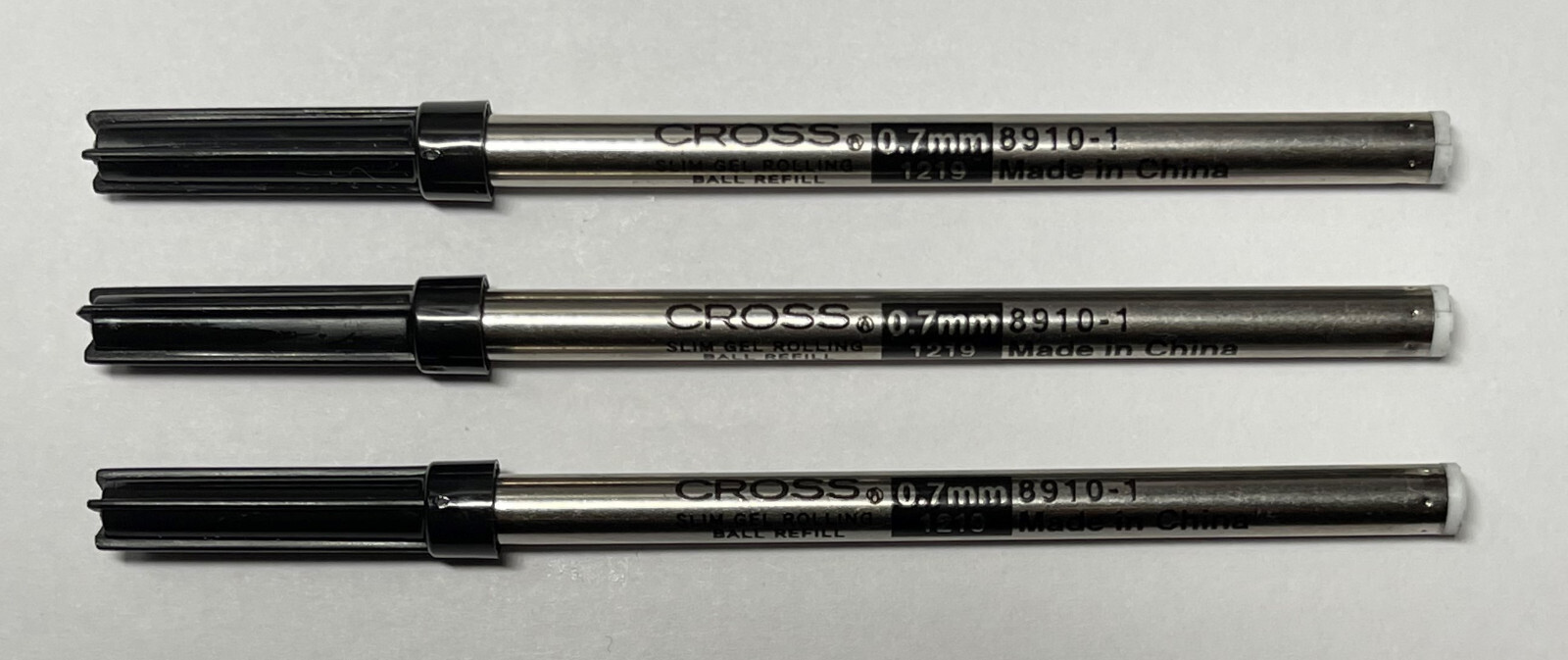 3 Pieces Cross Gel Roller Pen Refill in Black Ink, 0.7 mm. One Per Card (8910-1)