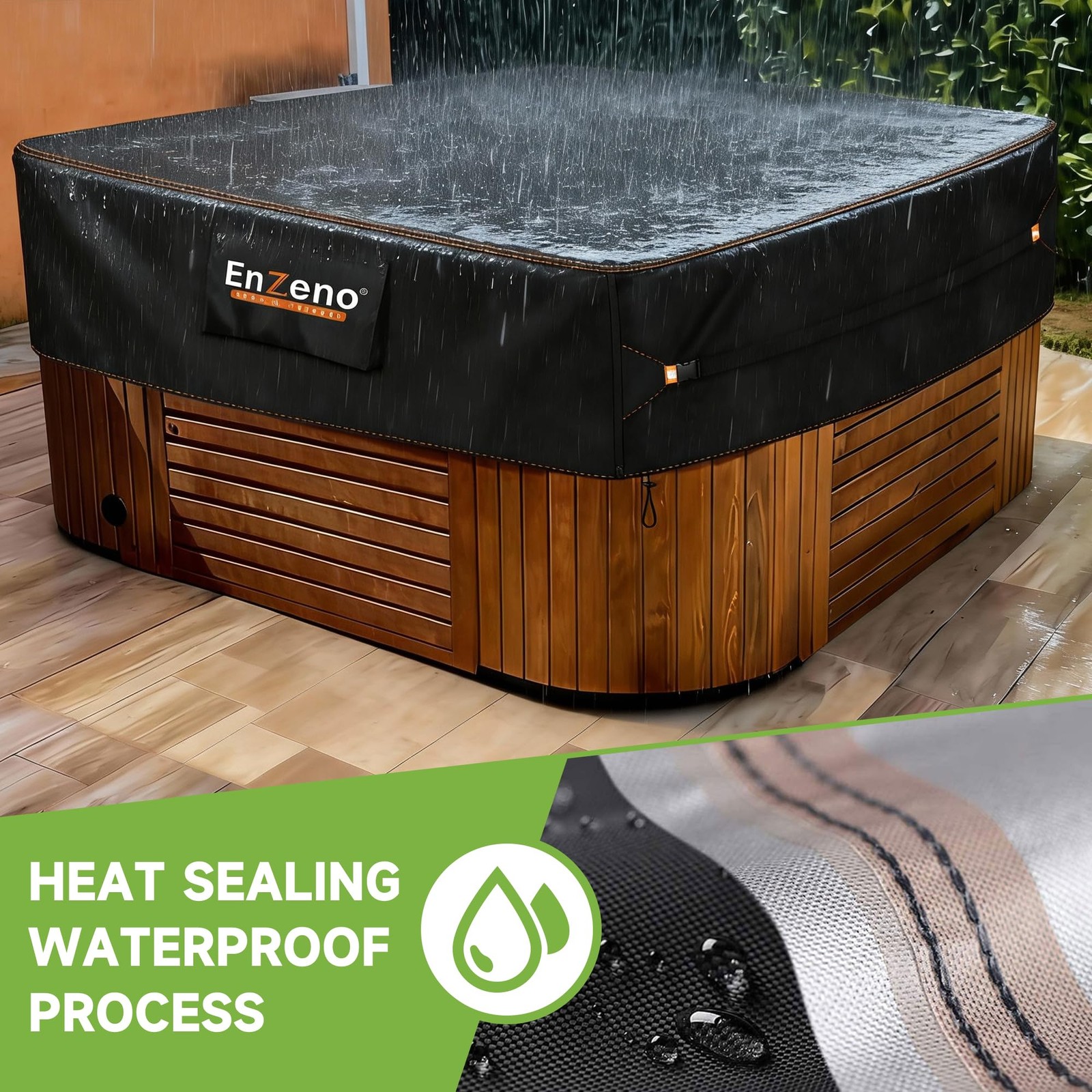 Enzeno Outdoor SPA Hot Tub Cover Waterproof Square 96 96x96inch, black