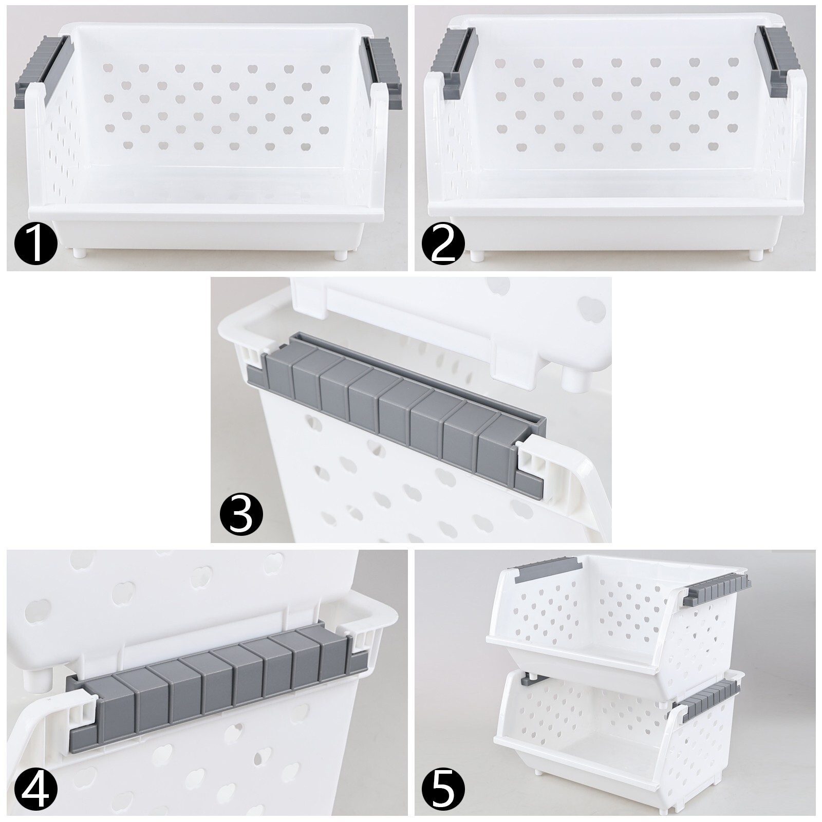 Cand Stackable Plastic Bins - 4 Packs White Large Plastic Stackable Storage Bins