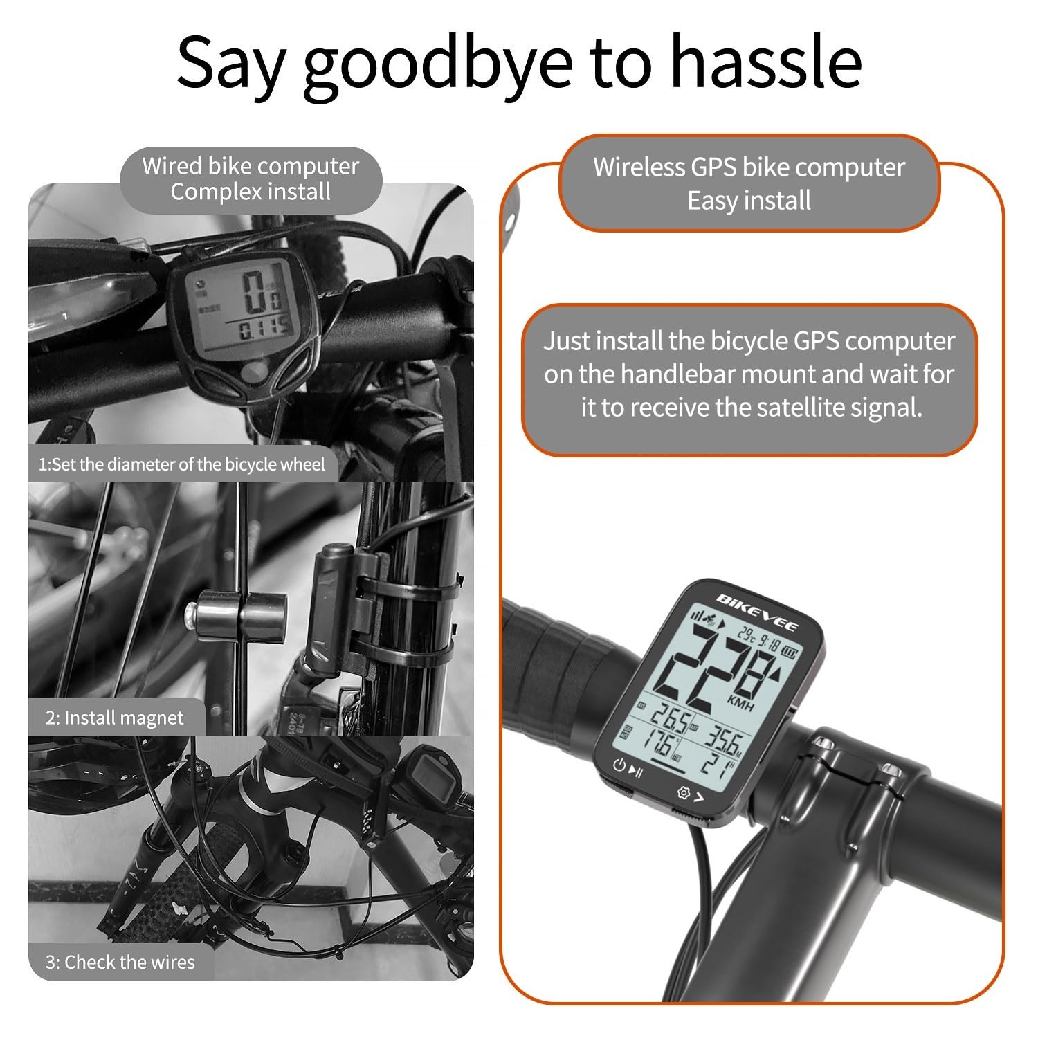 Wireless GPS Bike Computer Auto Start/Stop 2.4" LCD Waterproof Cycle Speedometer