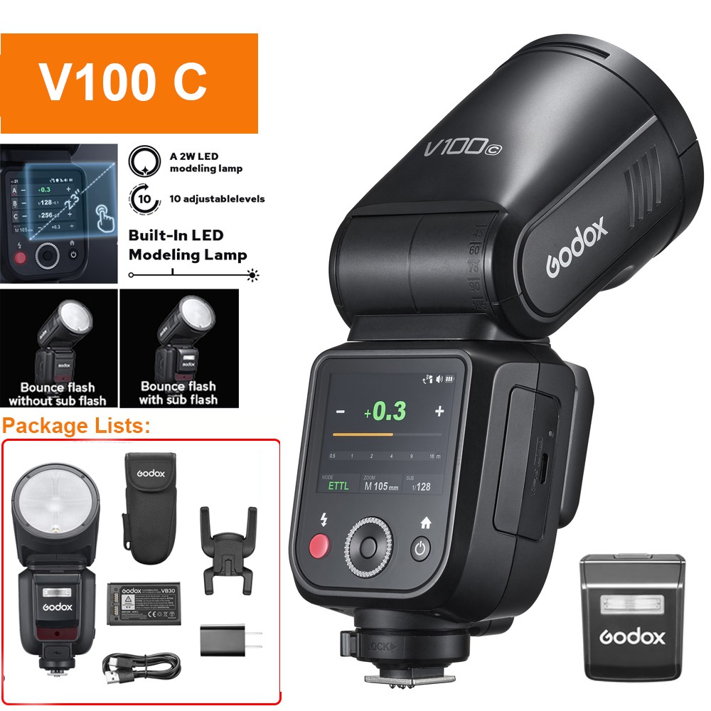 Godox V100C V100-C 2.4G TTL Round Head Camera Flash Speedlite for Canon Cameras
